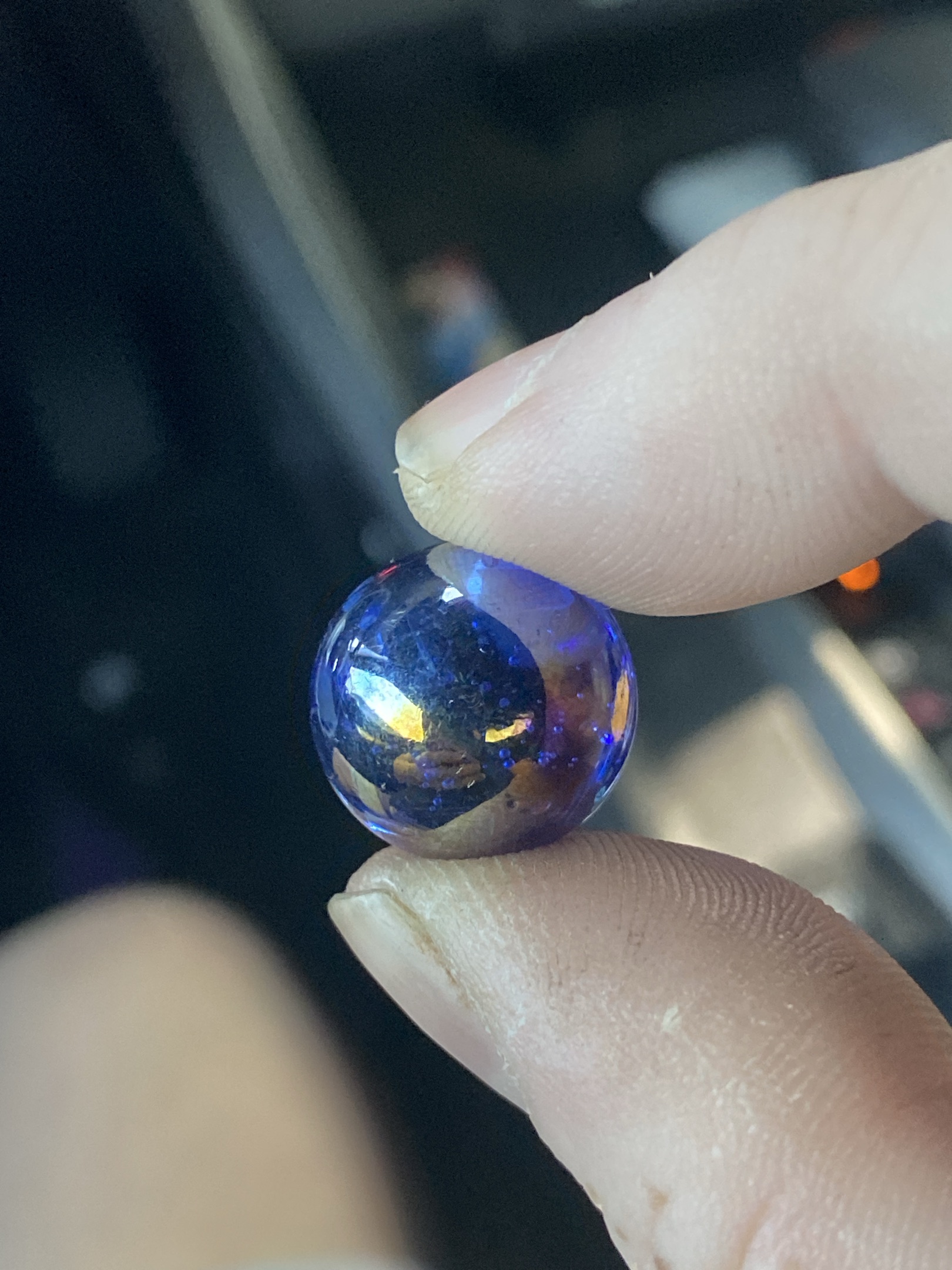 Blue Lustre by Vacor de Mexico (Mega Marbles), identification view