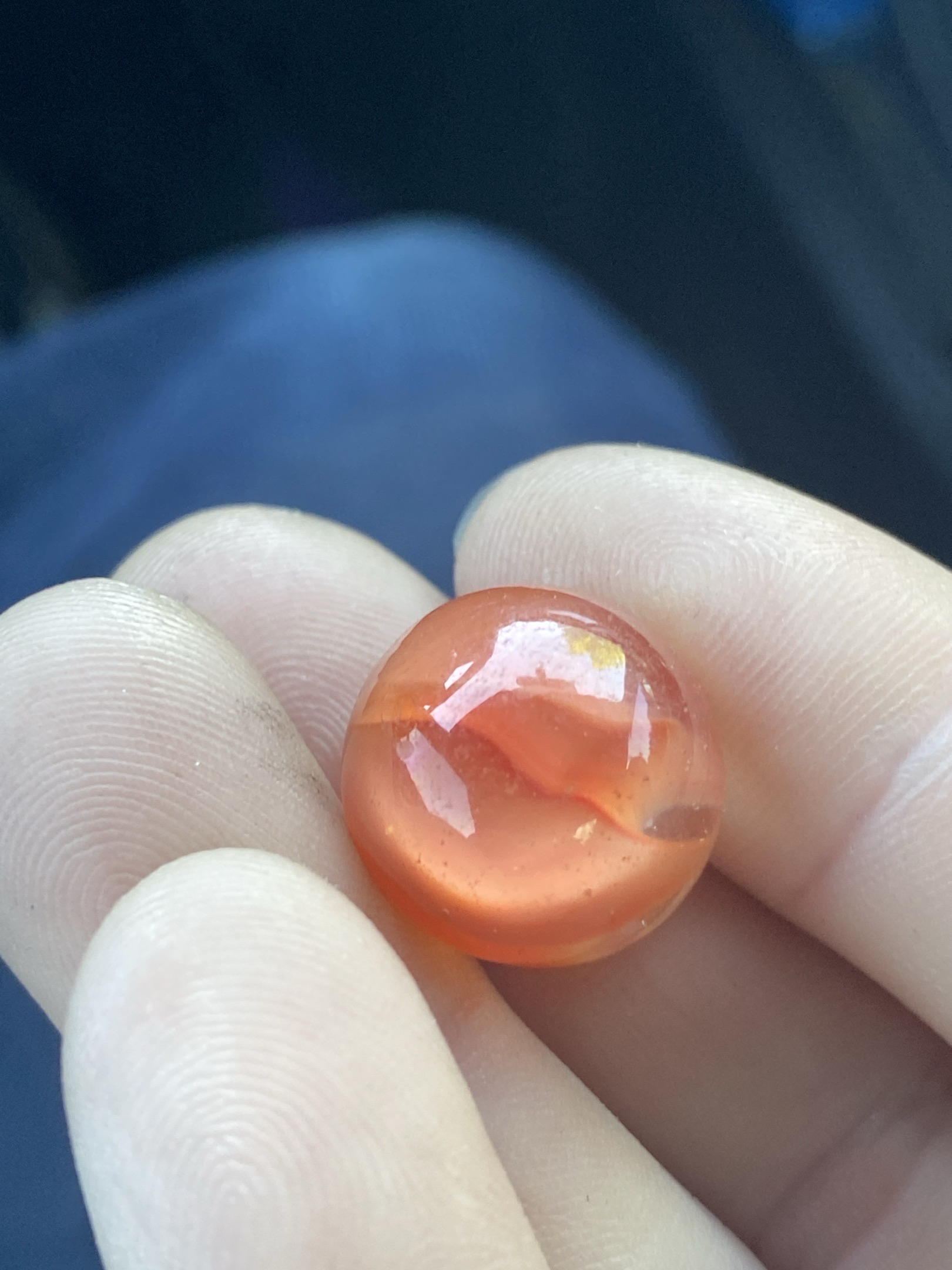 Orange Shooter by Vitro Agate Company, identification view