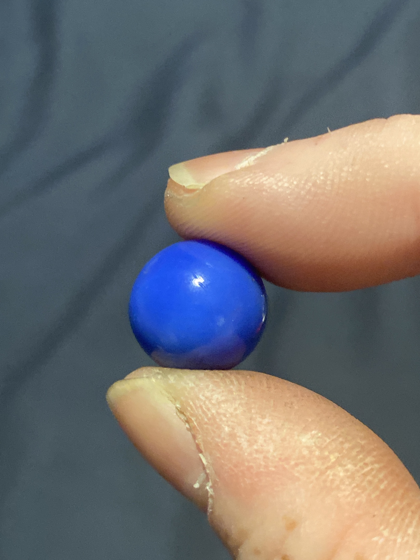 Solid Blue Game Marble by Akro Agate Company, identification view