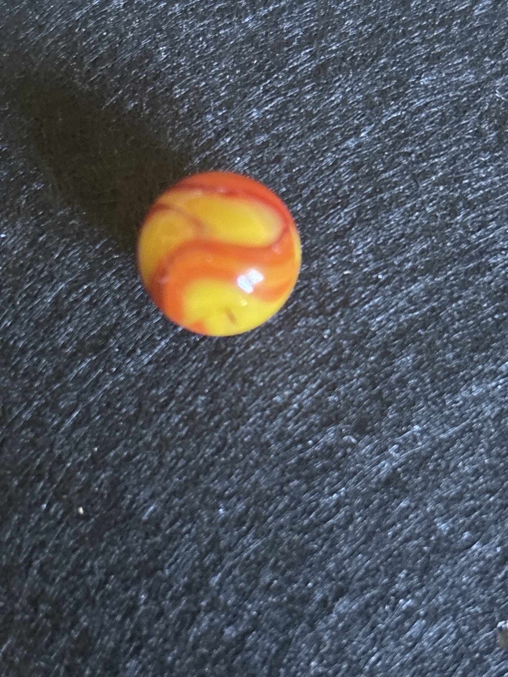 Egg Yolk Corkscrew - Red on Yellow by Akro Agate