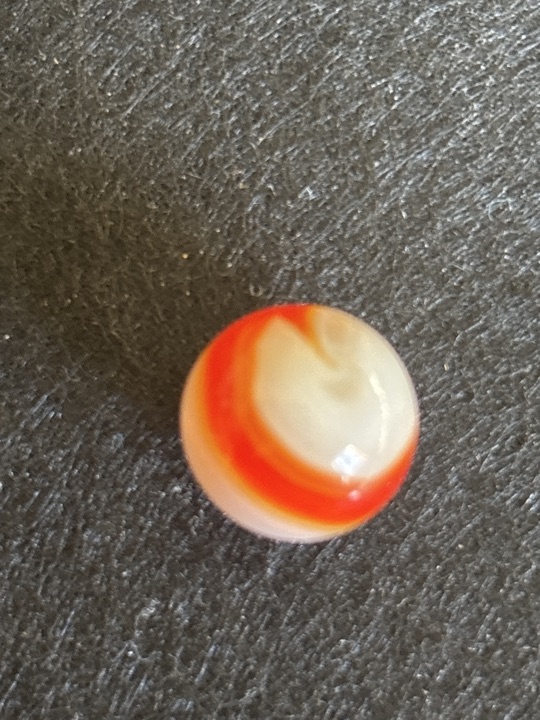 Orange and White Corkscrew by Akro Agate, identification view