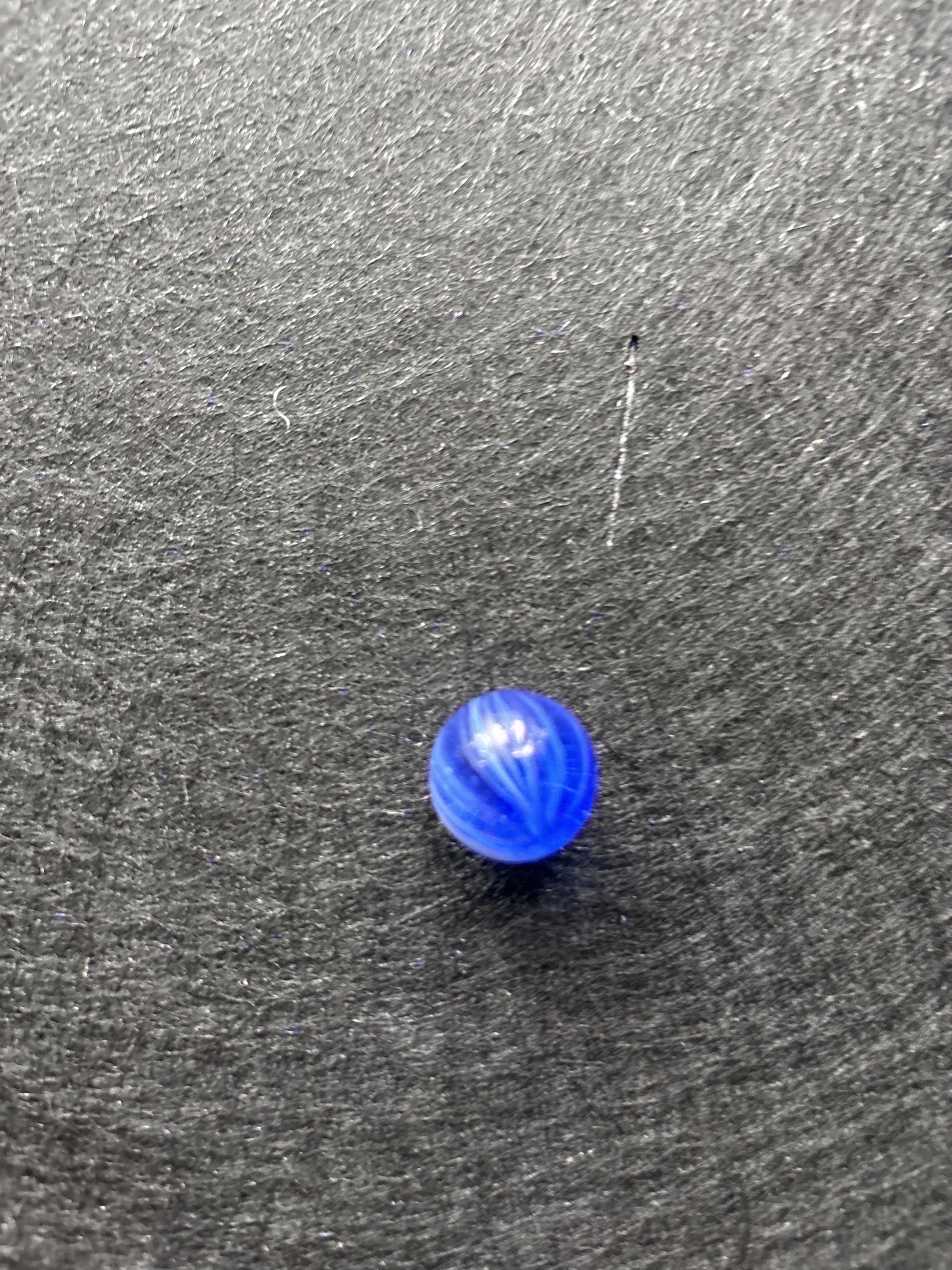Cobalt Transparent Swirl with White Wisps by Alley Agate, identification view