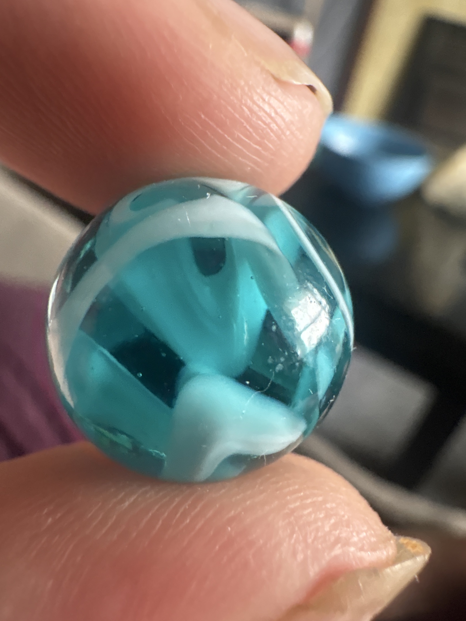 Teal & White Cat's Eye by Marble King