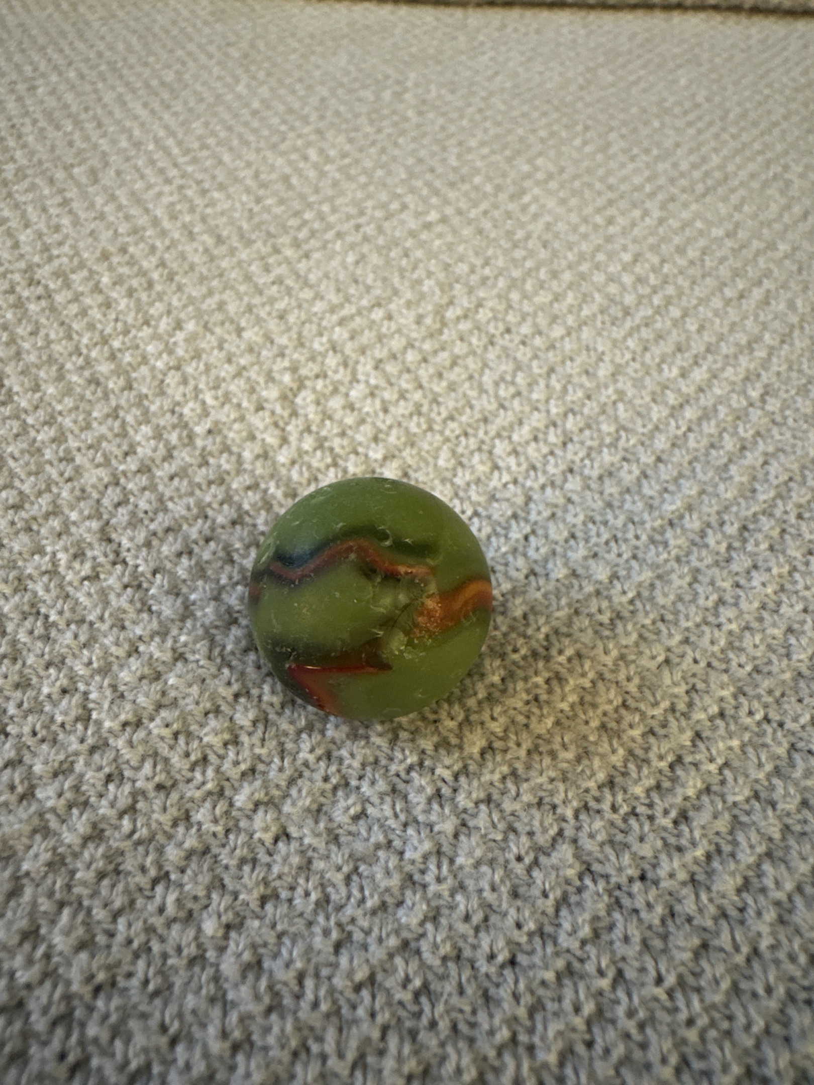 Green Special with Red Ribbon by Akro Agate Company