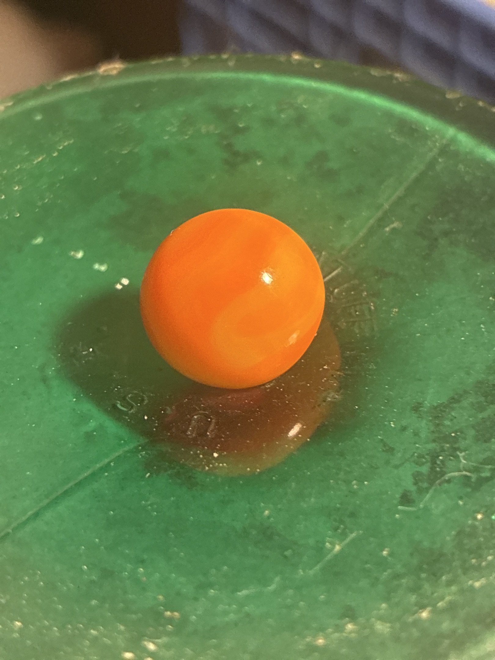 Orange Swirl by Akro Agate, identification view
