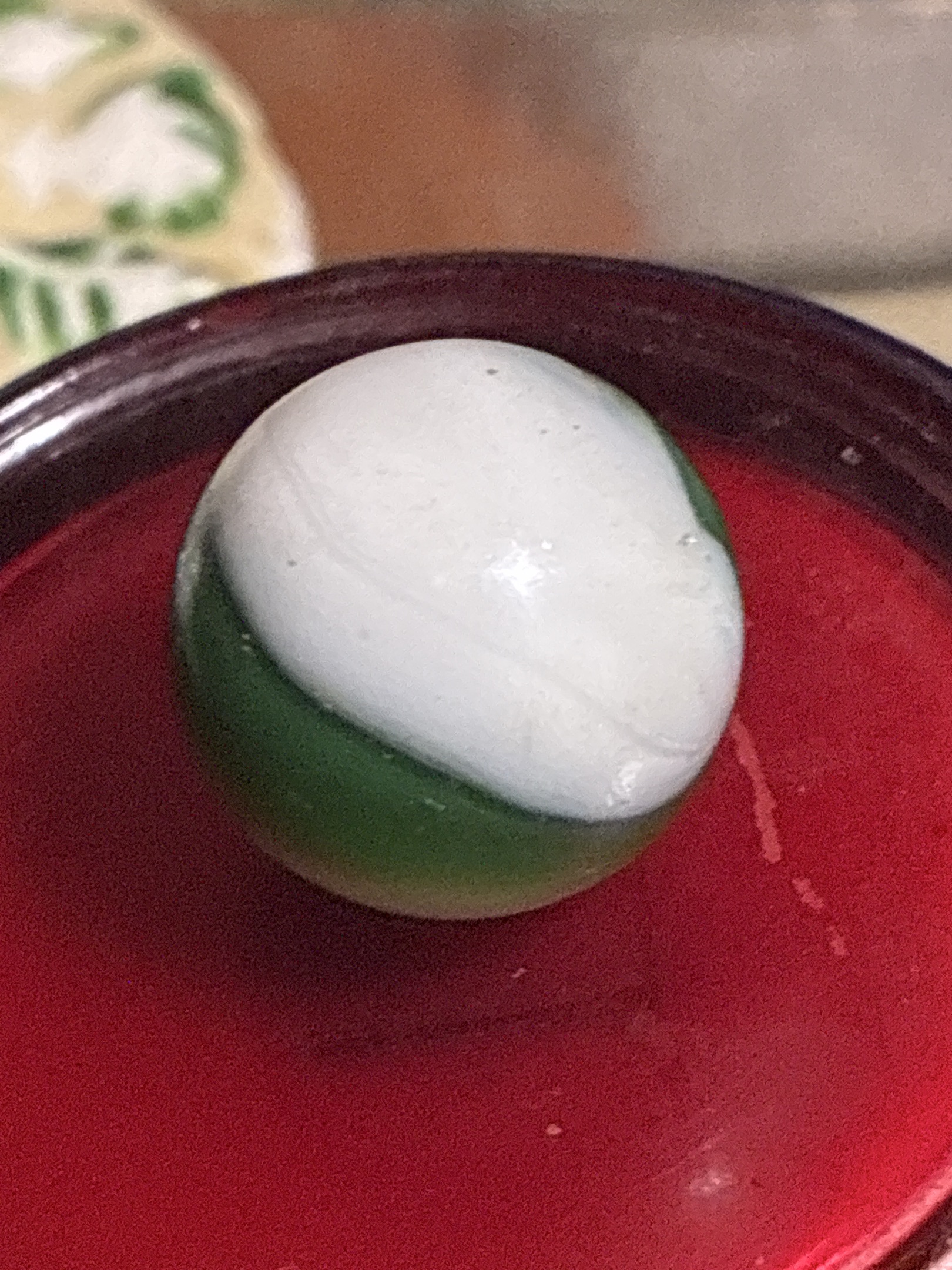 Green and White National Line Rainbo by Peltier Glass, identification view