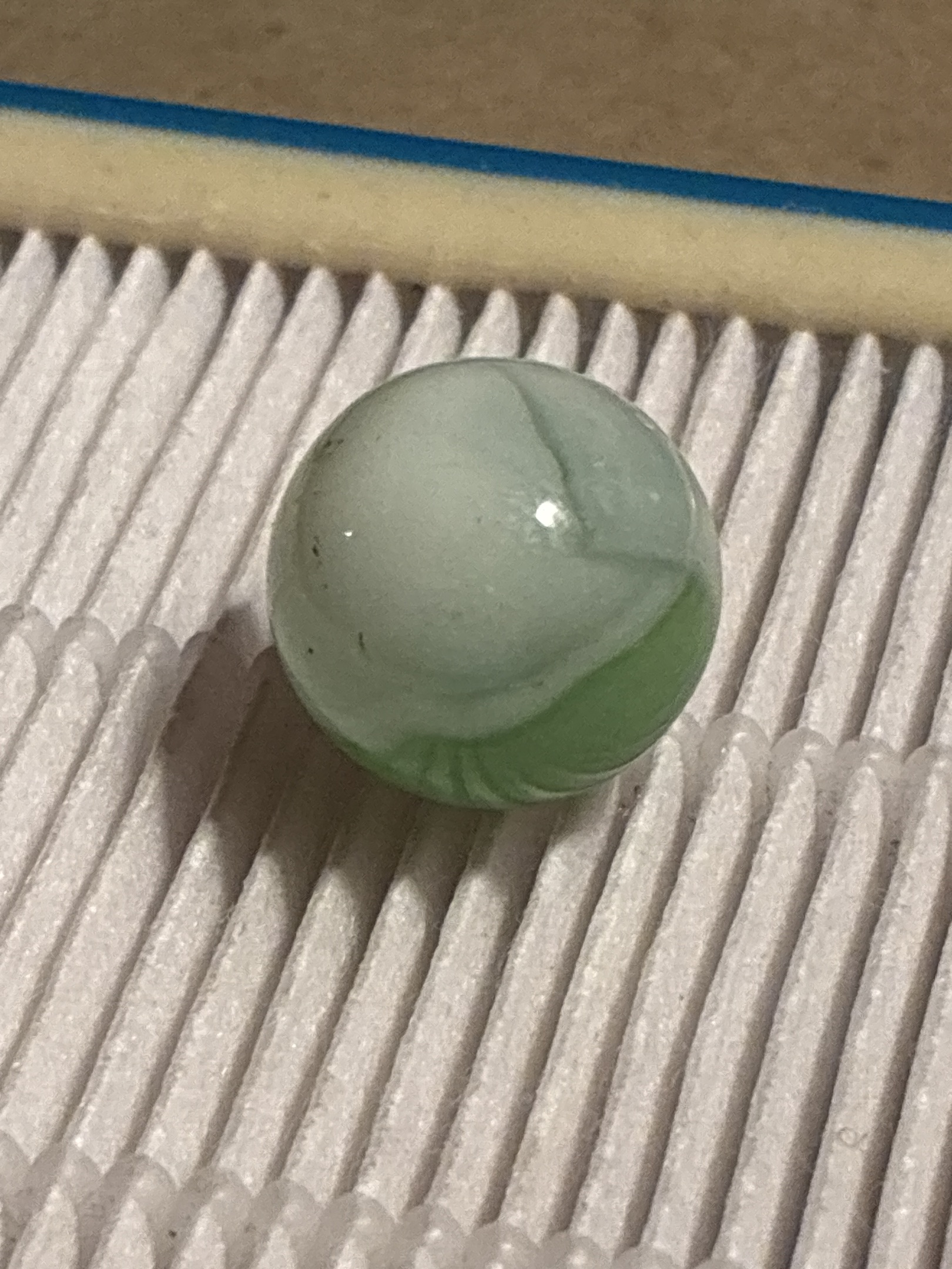 Single-Vane Cat's Eye (Green) by Vitro Agate Company, identification view