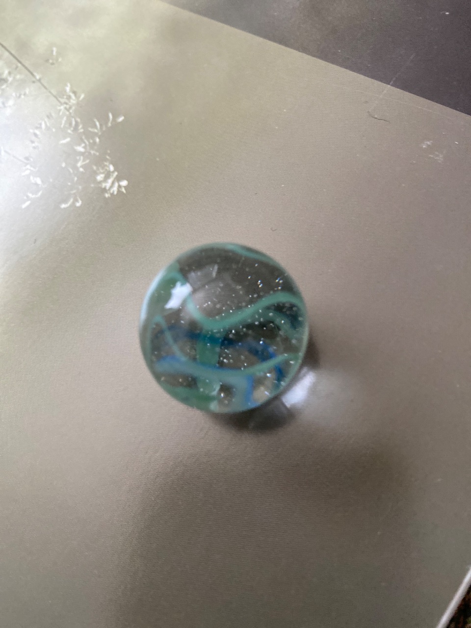 Blue and Green Sunburst Swirl by Master Glass, identification view