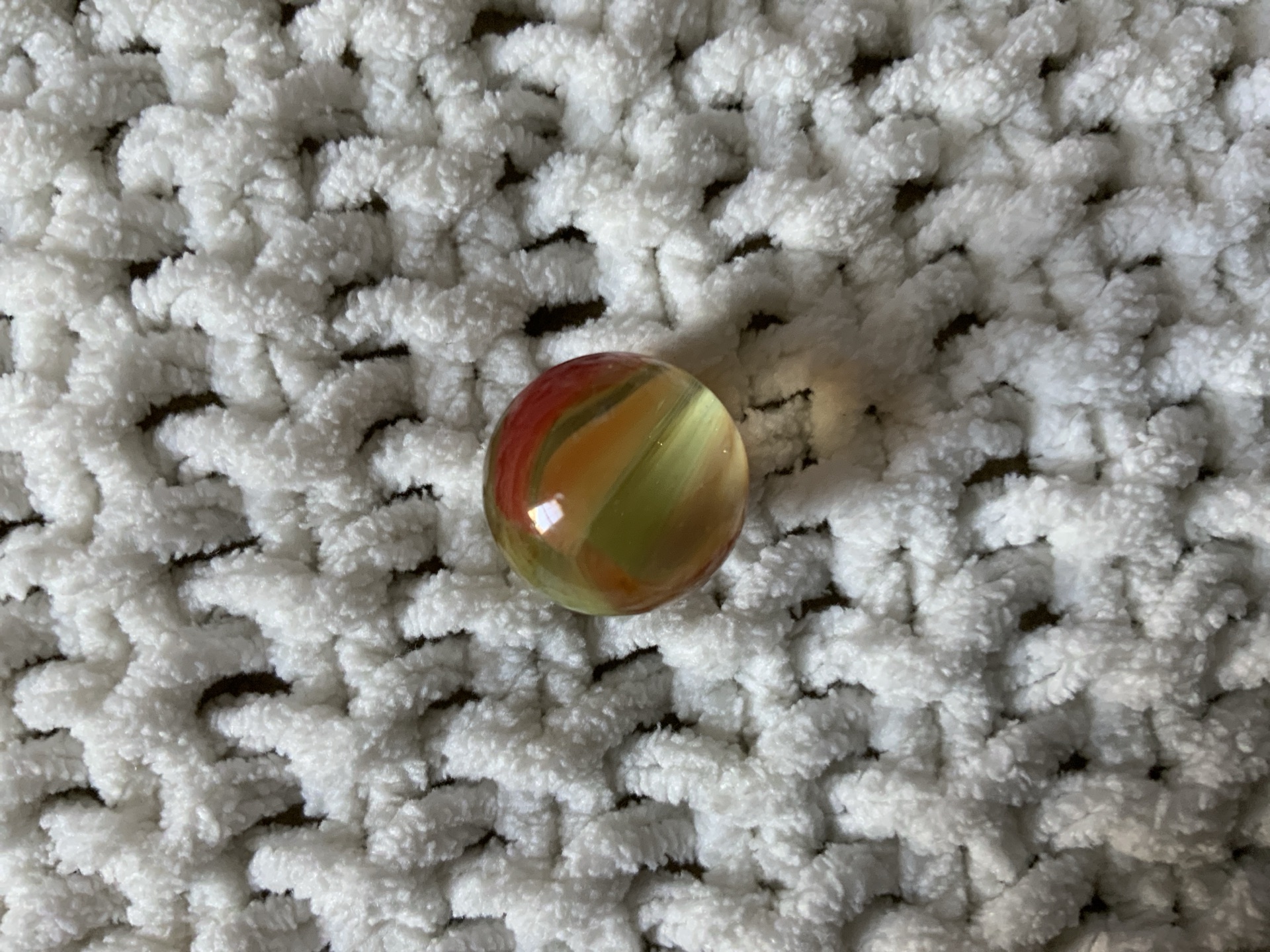 Tri-Color Hybrid Cat's Eye Red-Orange-Yellow by Vitro Agate, identification view