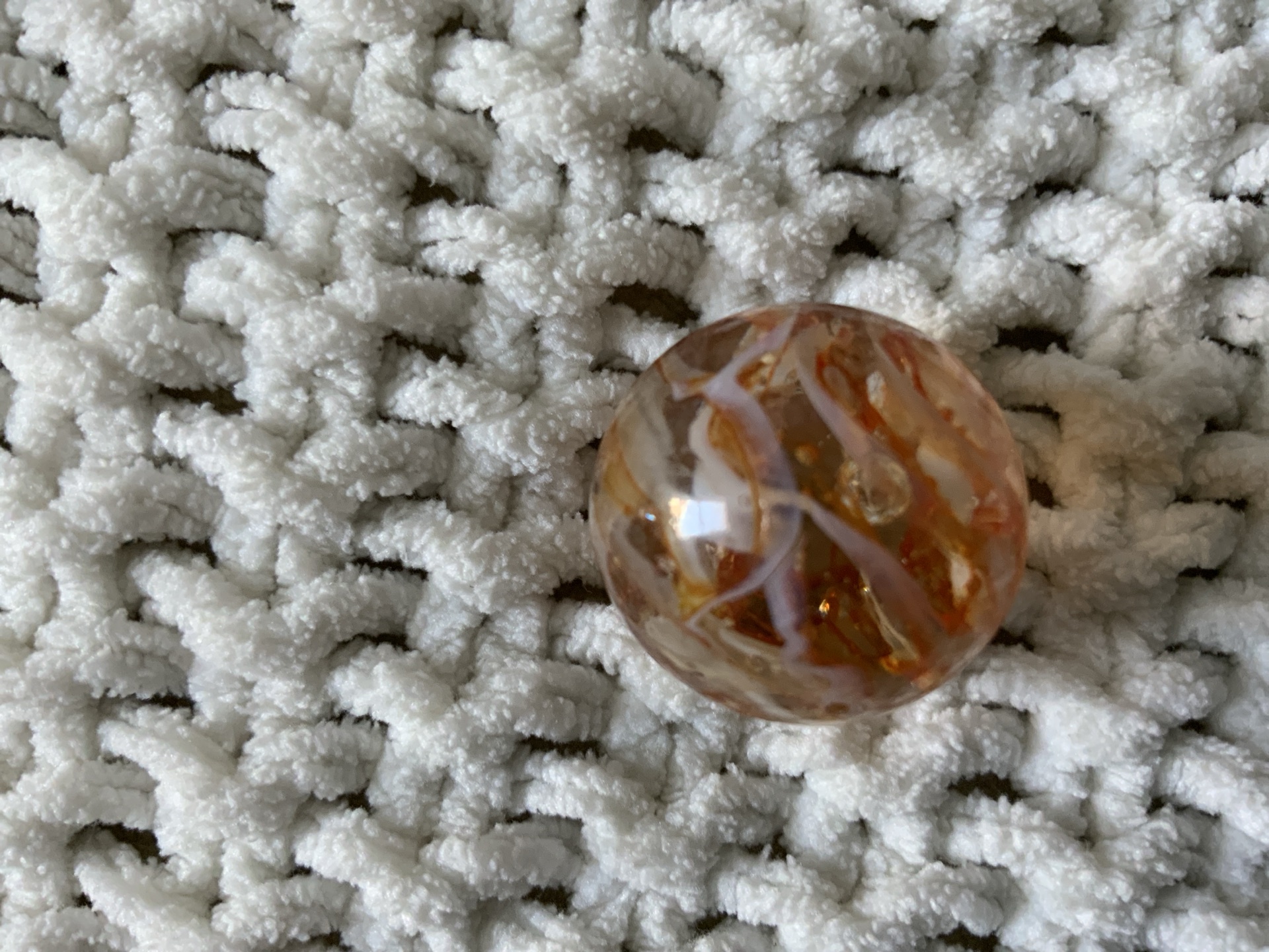 Amber Topaz and White Swirl Shooter by Fenton Art Glass Company