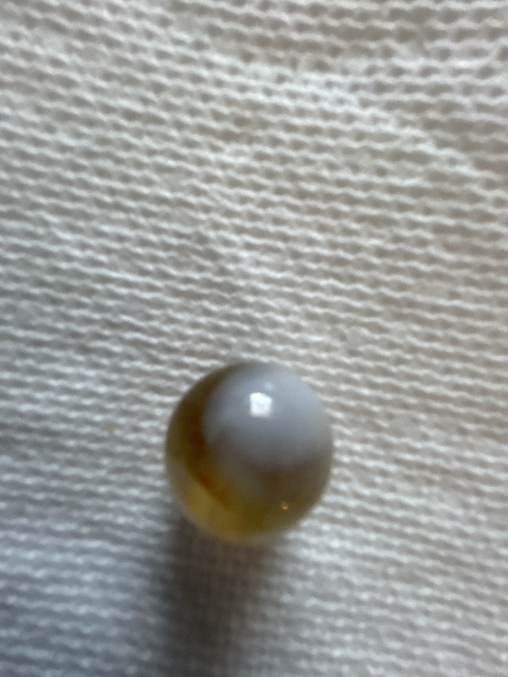 Amber and White Corkscrew by Akro Agate, identification view
