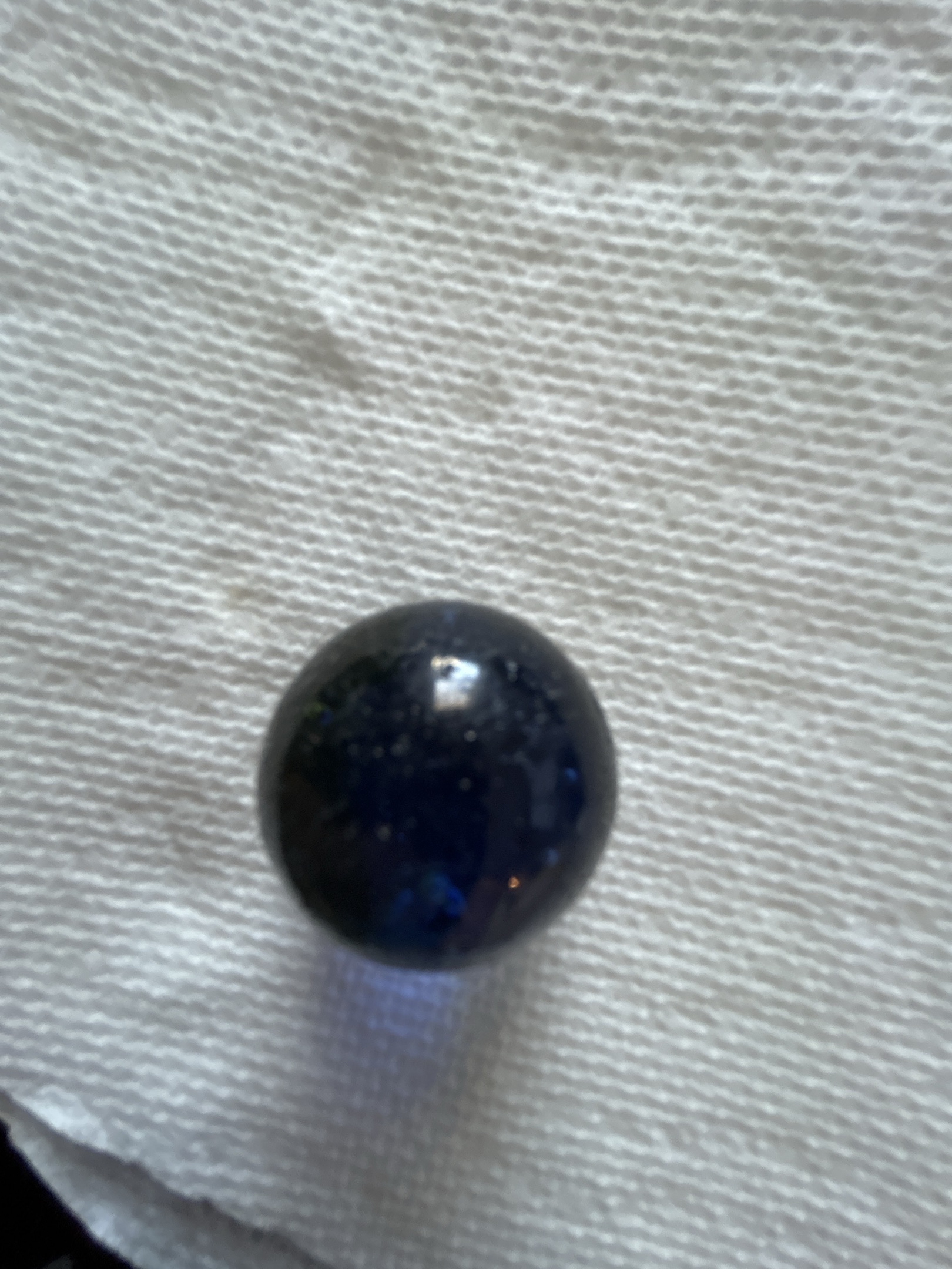 Cobalt Blue Clearie Shooter by Vitro Agate, identification view