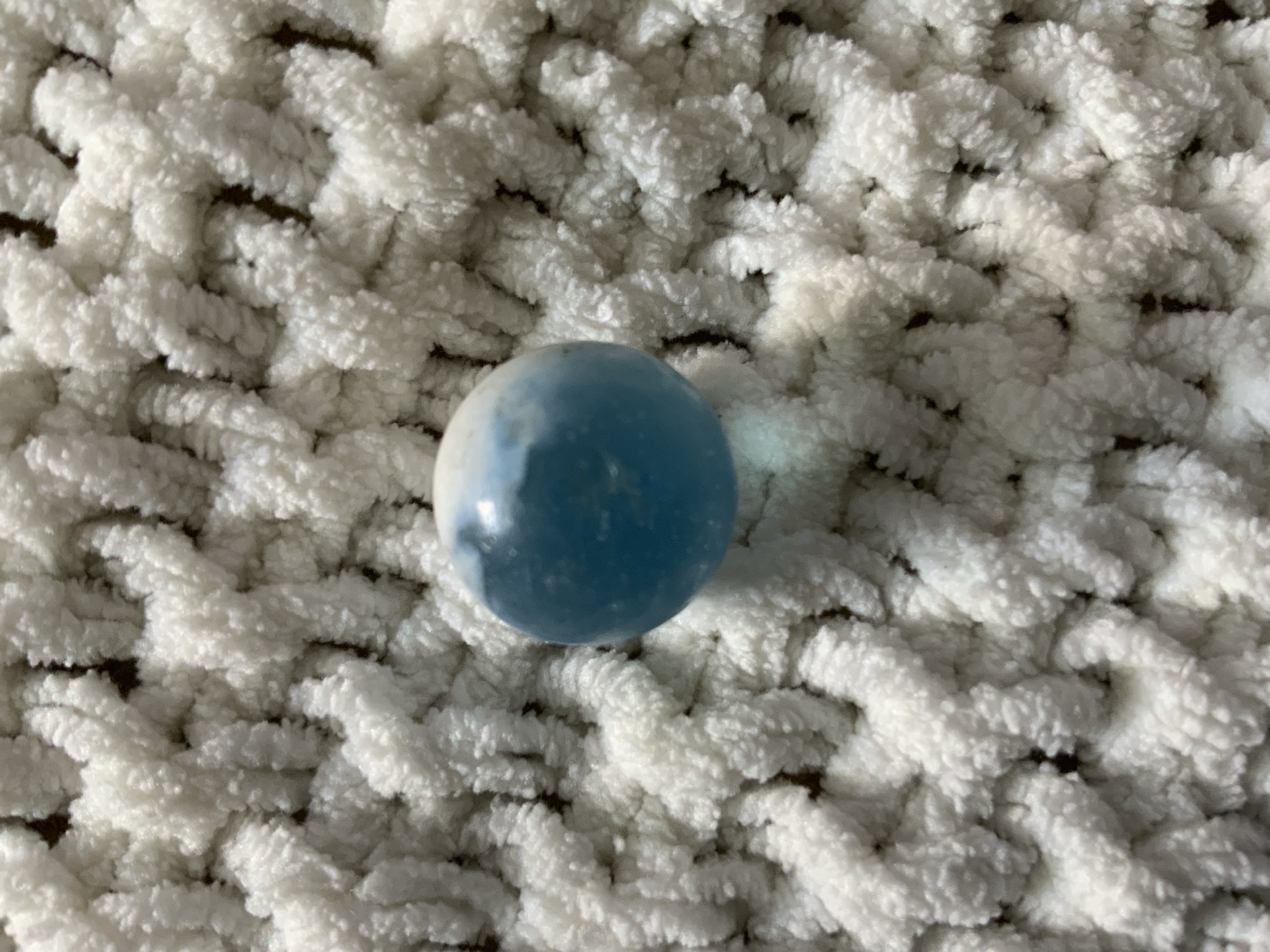 Blue and White Opaque Patch by Akro Agate, identification view