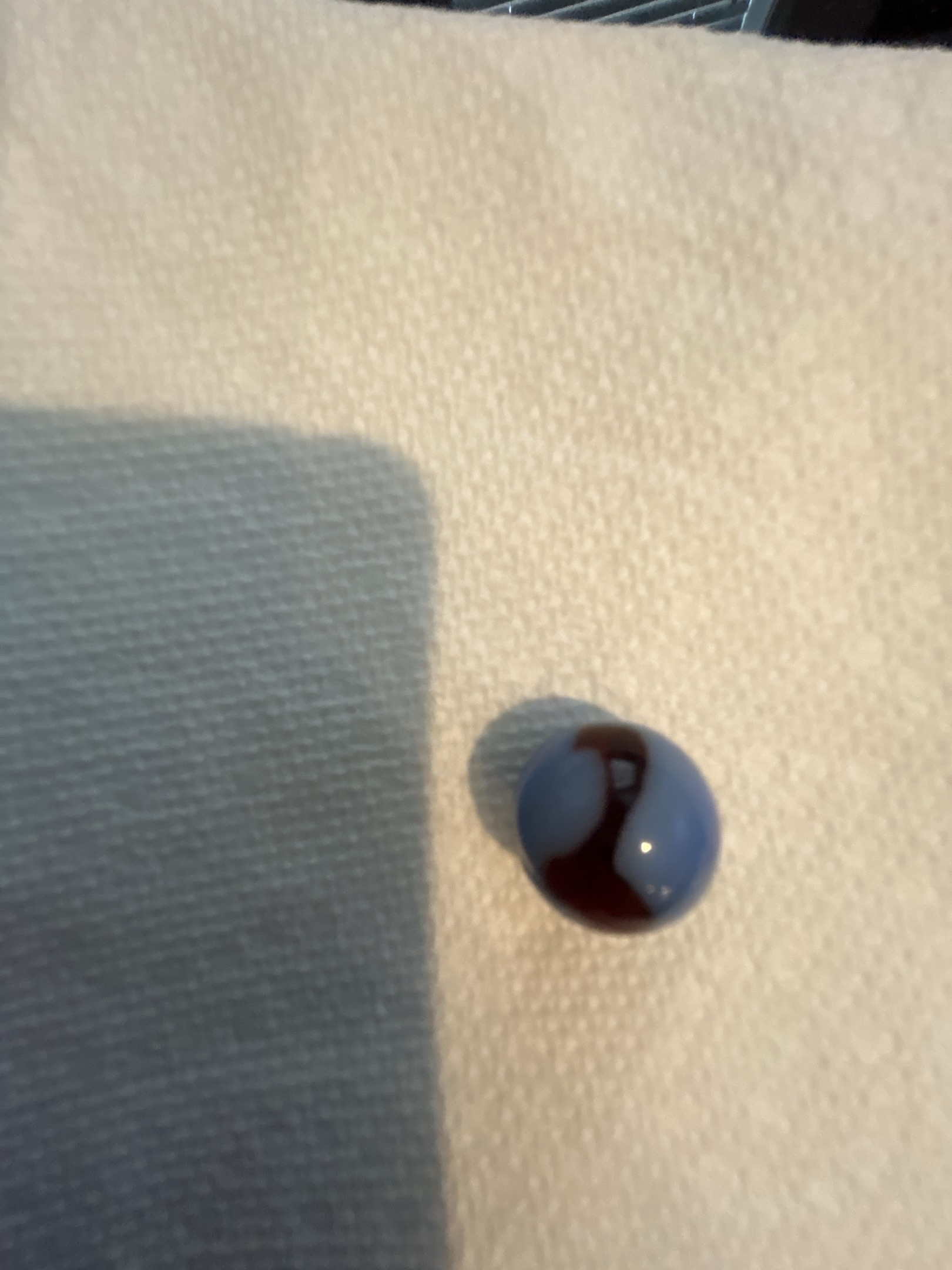Blue Patch with Oxblood Red Ribbon by Vitro Agate, identification view