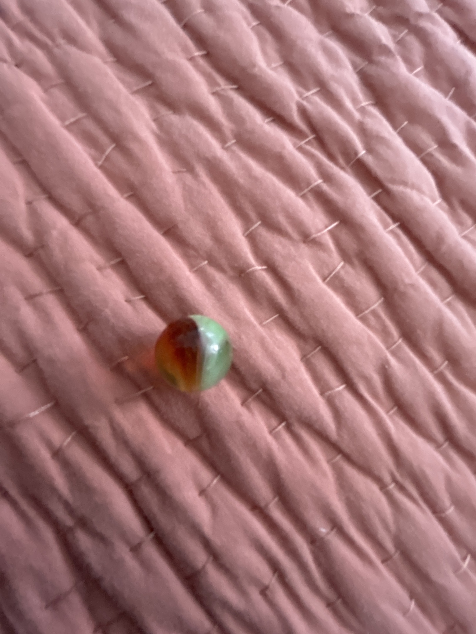 Half and Half Patch - Amber and Mint Green by Akro Agate, identification view