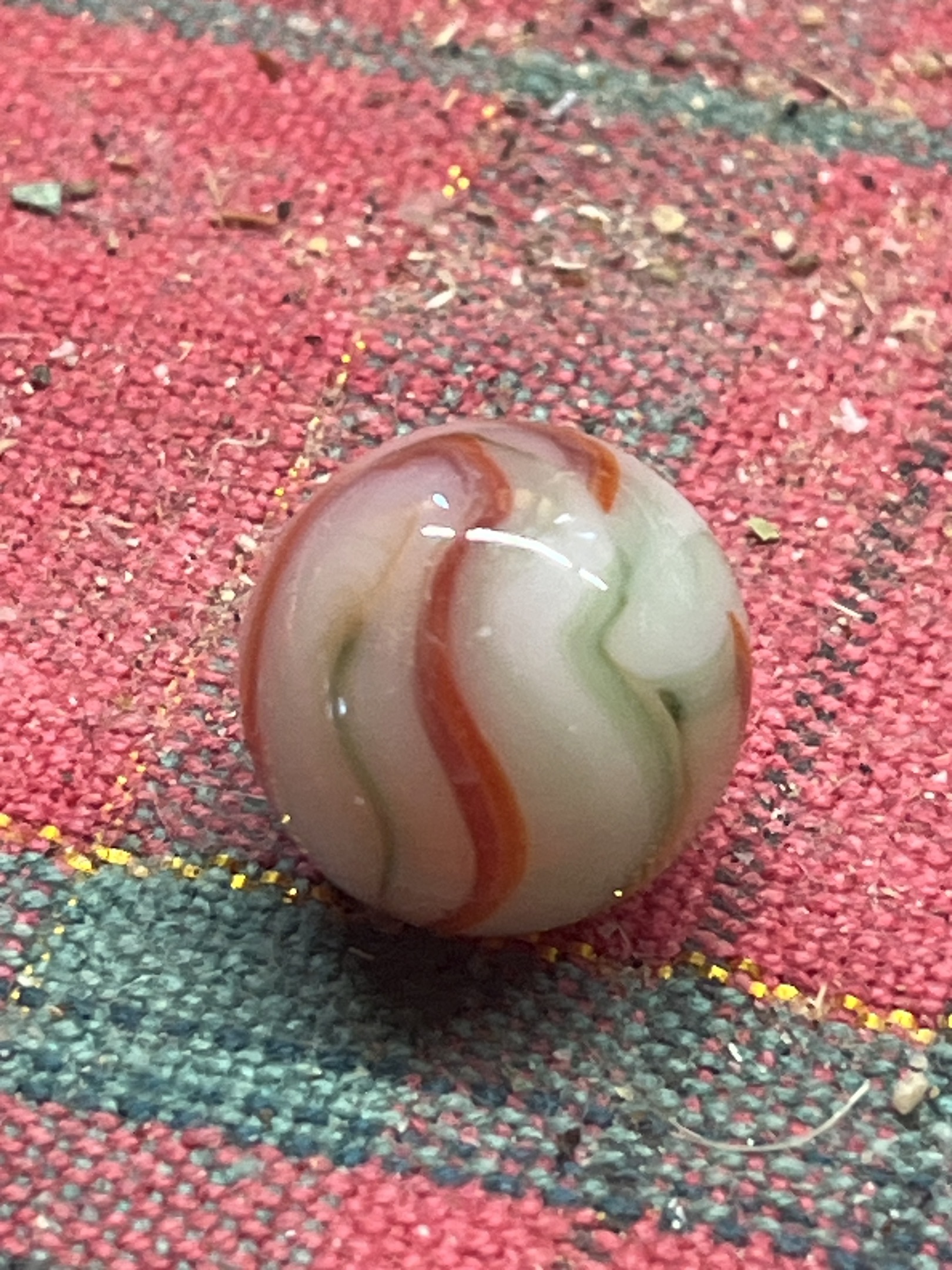 Christmas Swirl - Red and Green on White by Alley Agate Company, identification view
