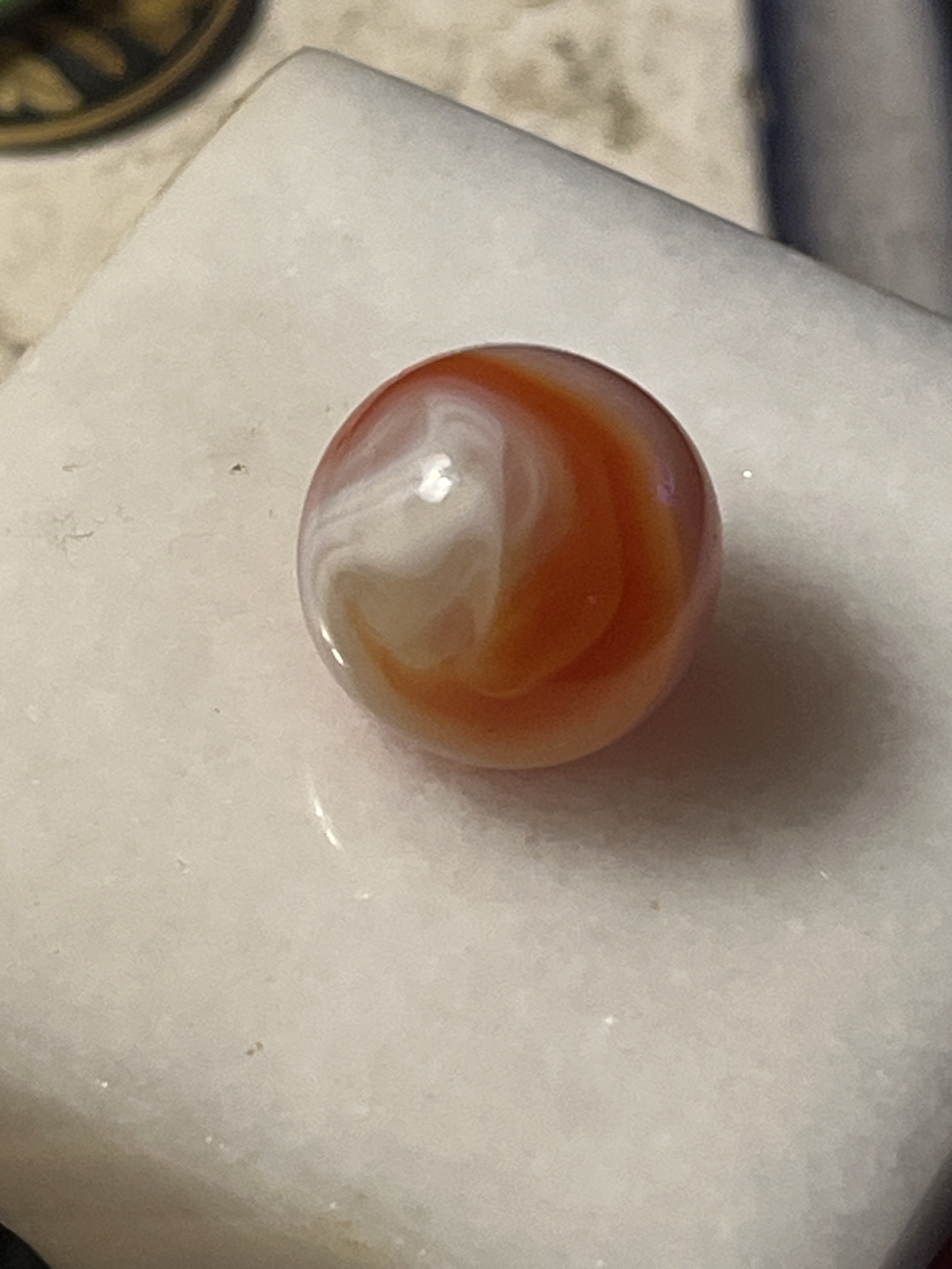 Peach Swirl / Peach and White by Alley Agate, identification view