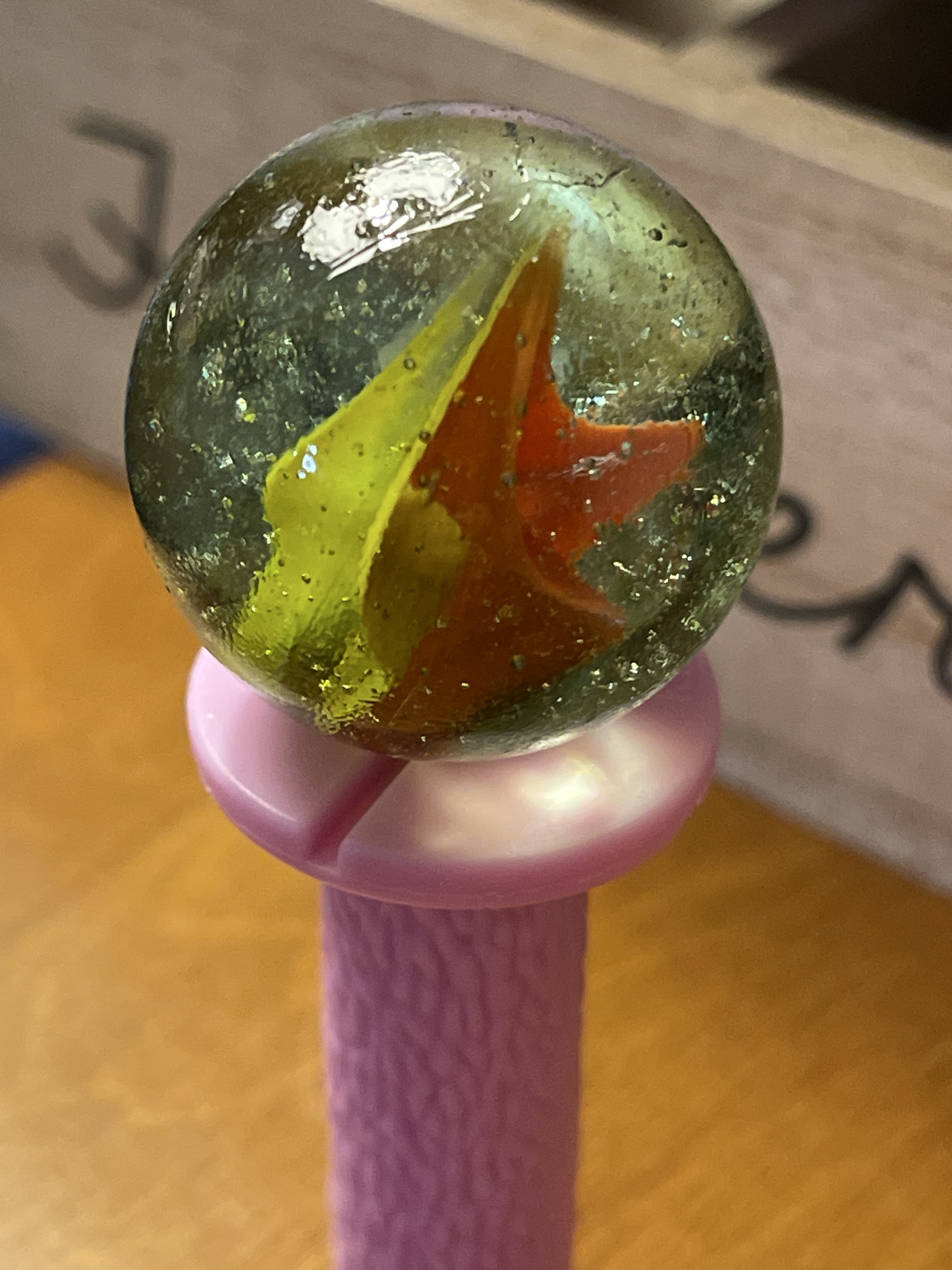 Superman Cat's Eye by Peltier Glass Company, identification view
