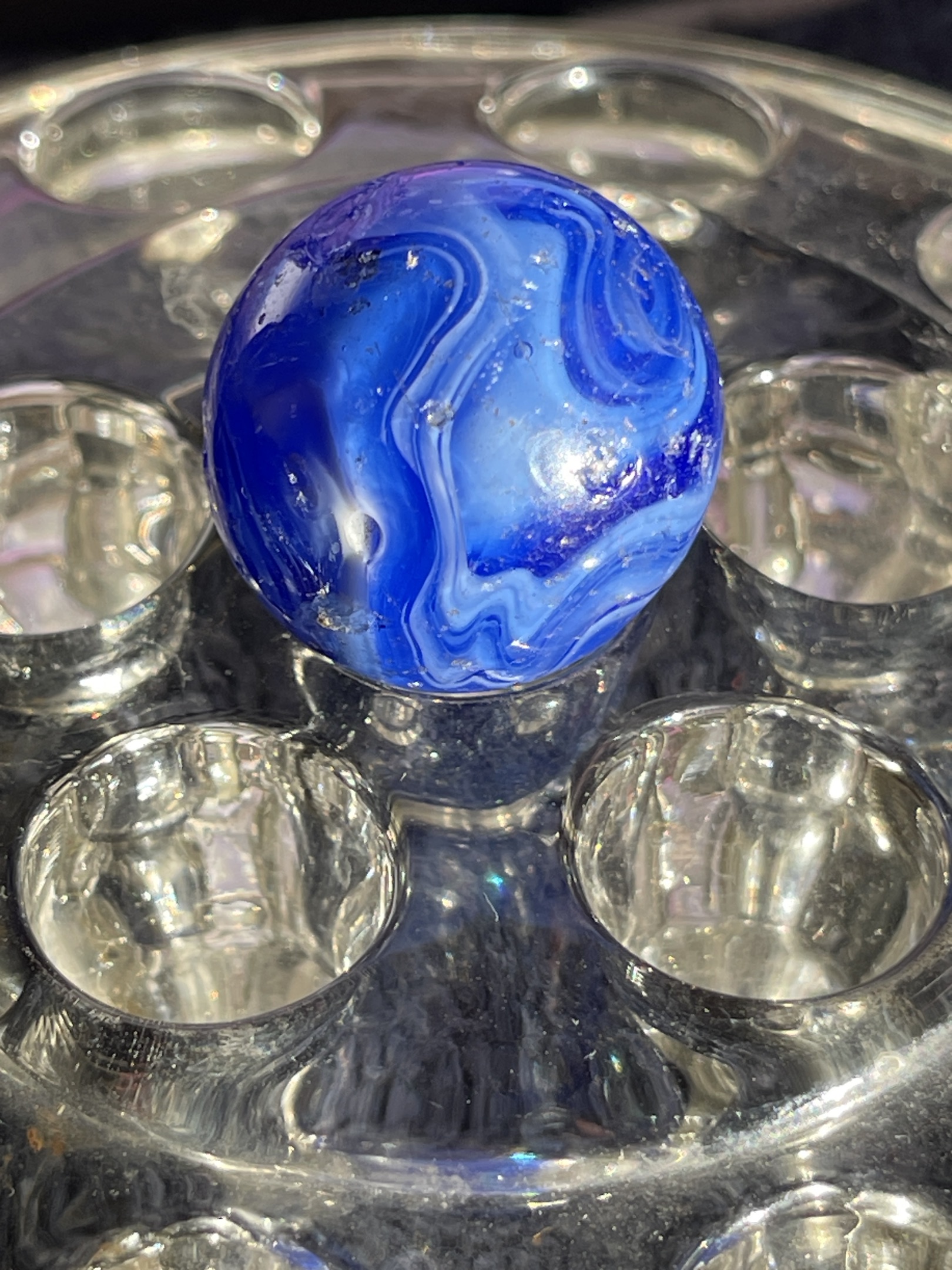 Blue Slag by Akro Agate, identification view