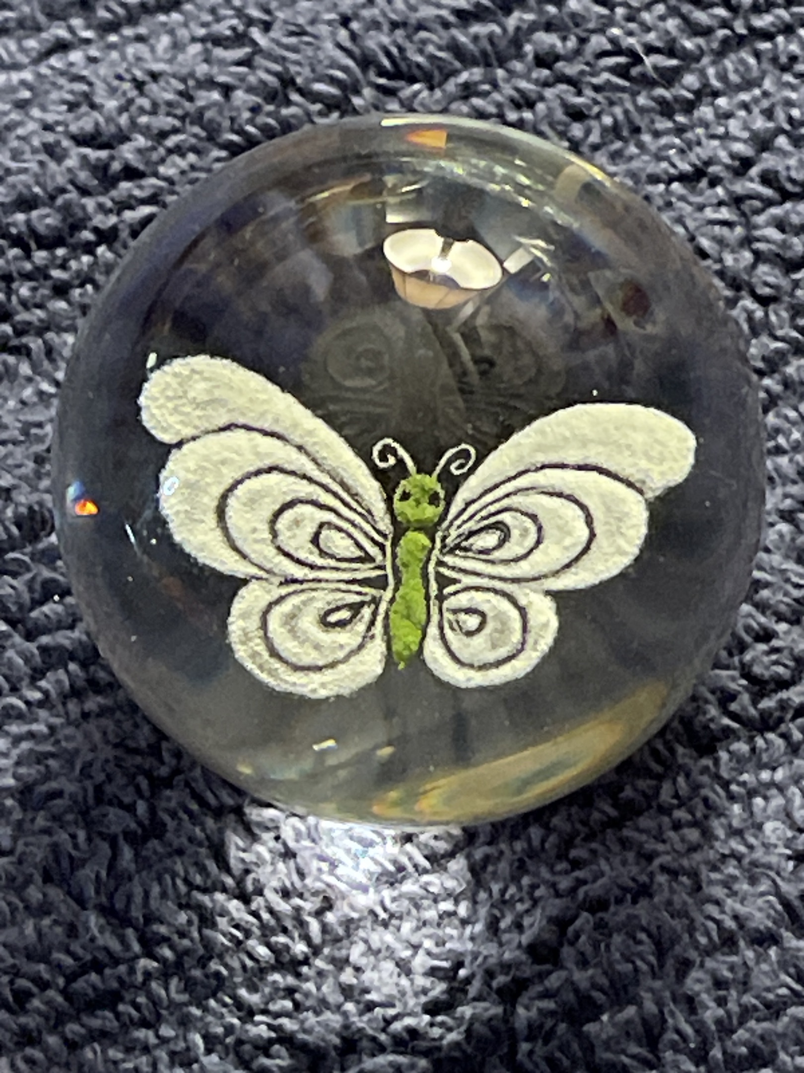 White Butterfly with Green Body by Contemporary Handmade, identification view