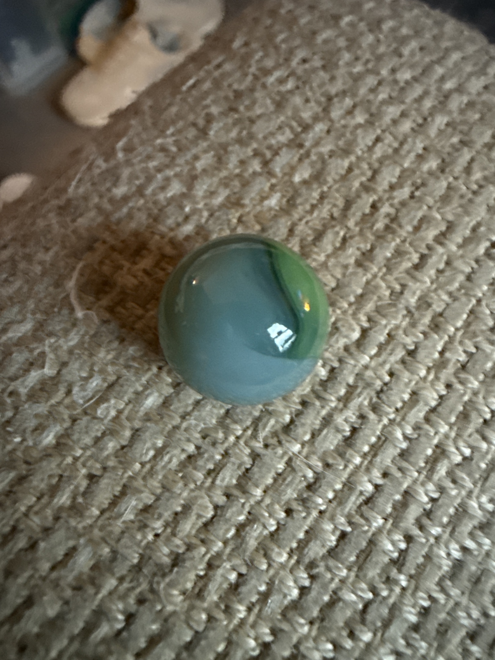 Peerless Patch - Light Blue with Green Patch by Peltier Glass Company, identification view