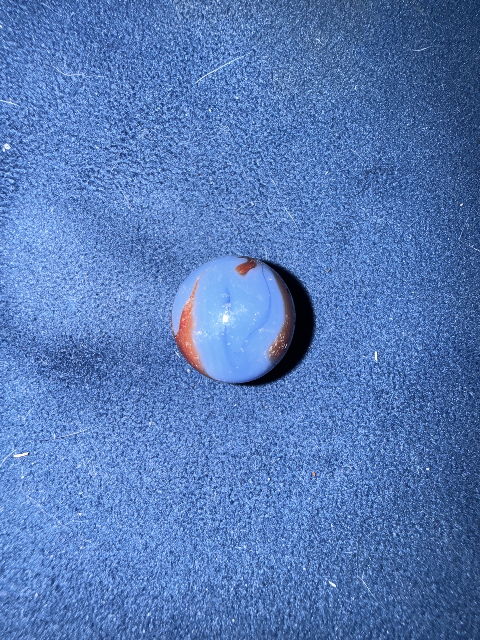 Blue Oxblood Patch by Akro Agate, identification view