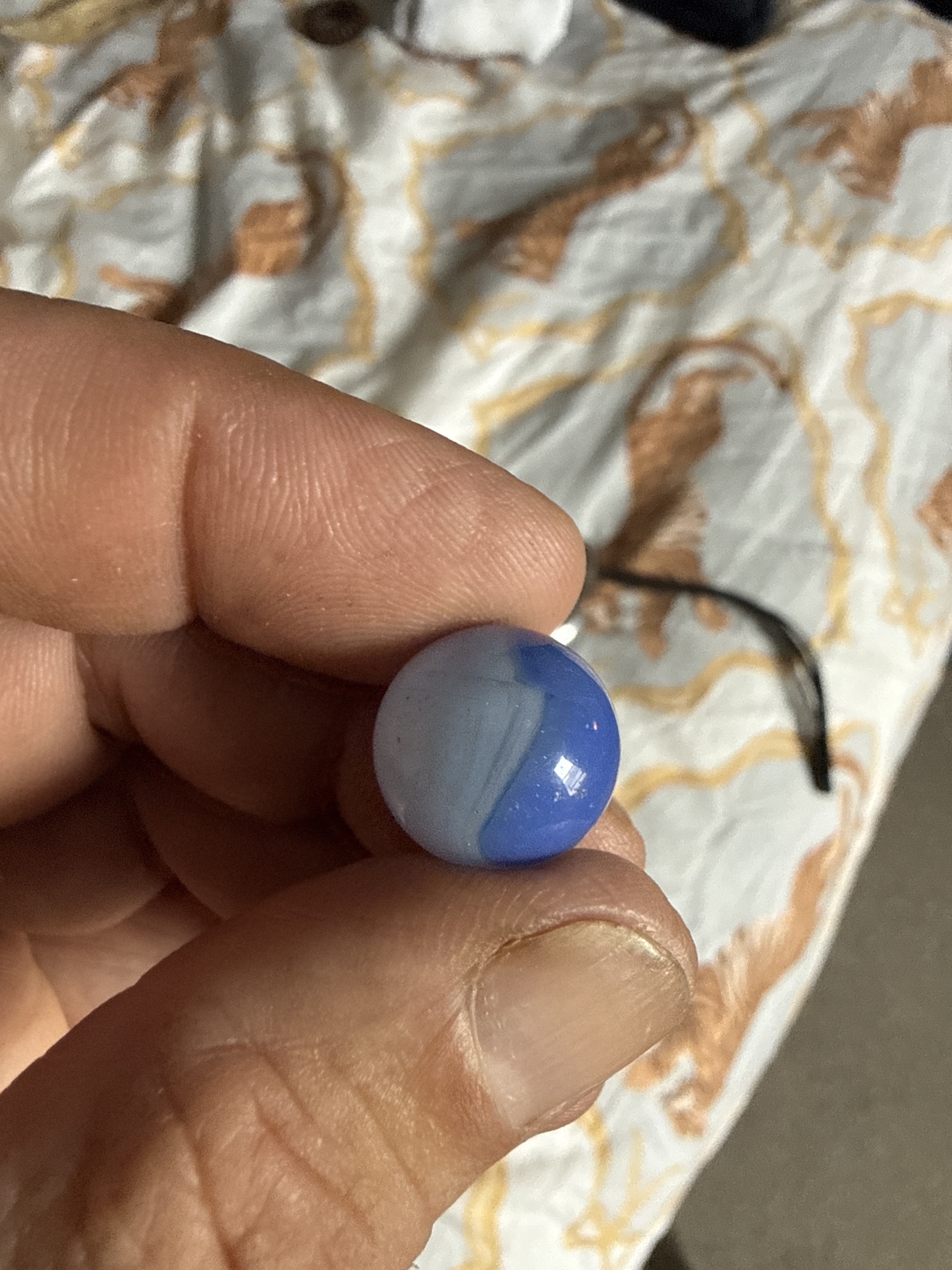 Blue Opaque Patch by Akro Agate, identification view