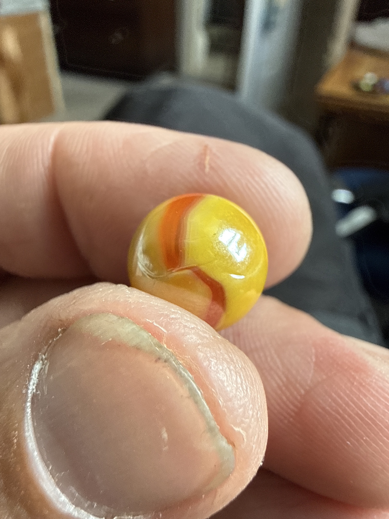 Egg Yolk Special - Yellow with Orange-Red by Akro Agate