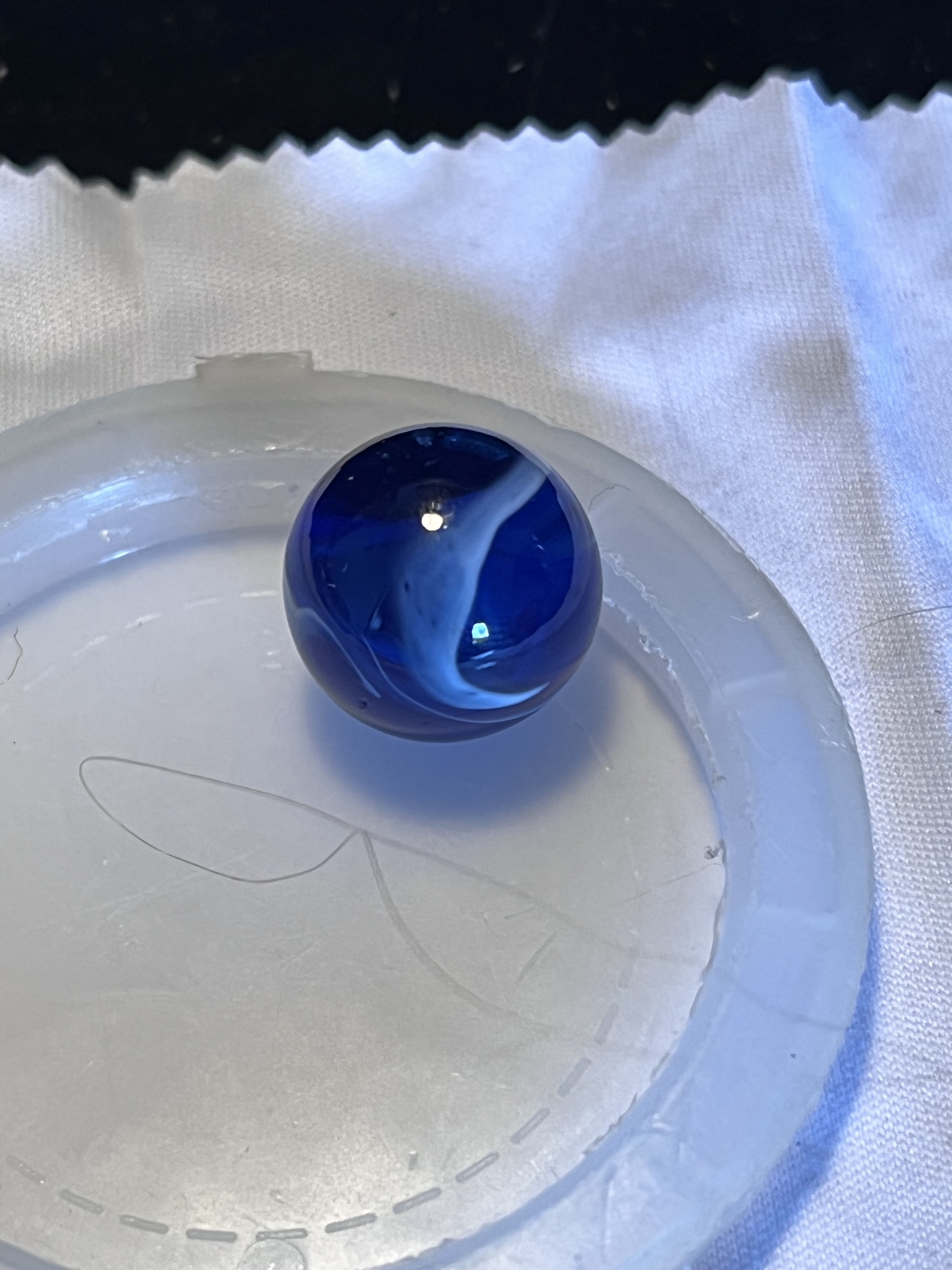 Cobalt Blue and White Swirl by Alley Agate, identification view