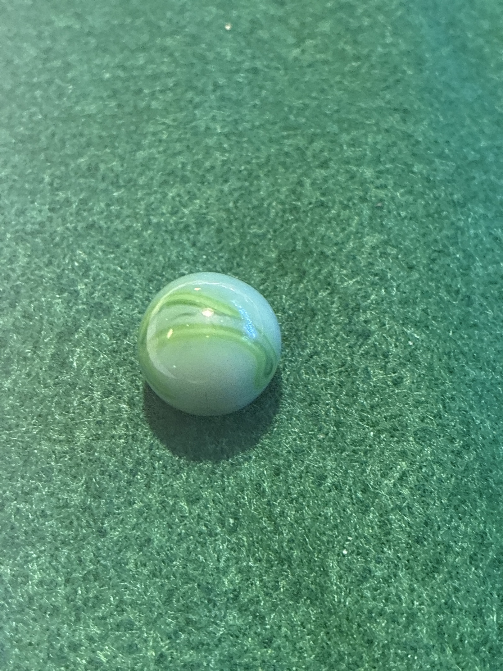 Green on Aqua/White Rainbo by Peltier Glass Company, identification view