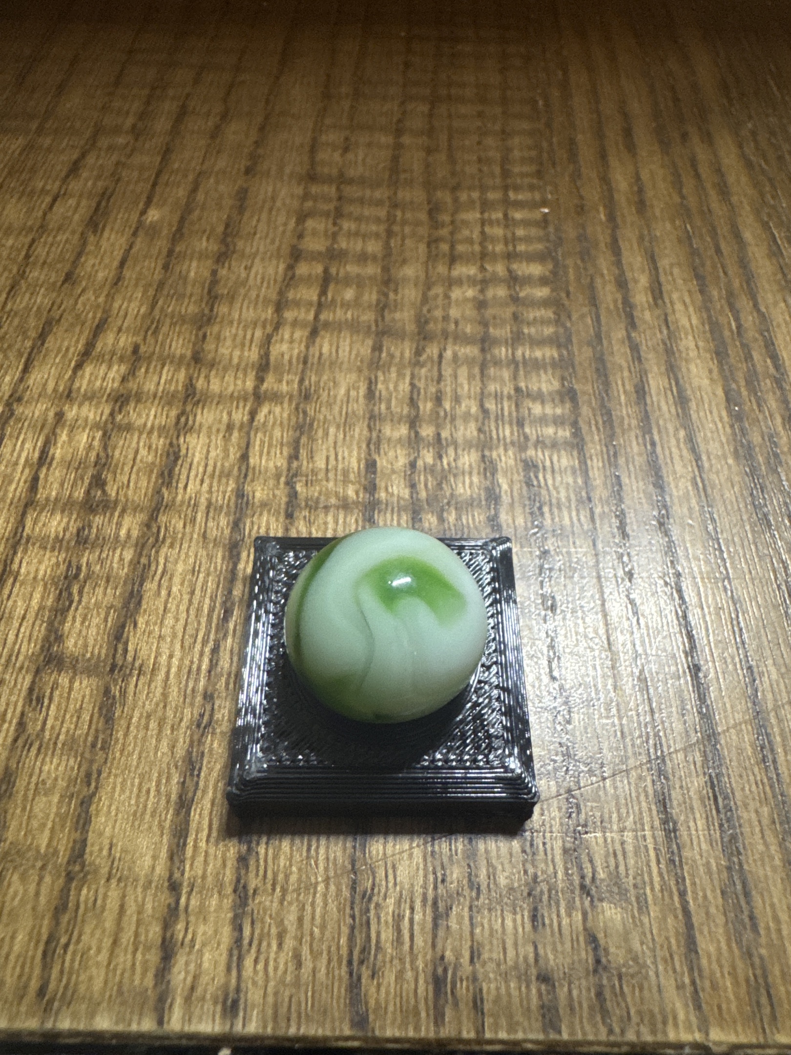 Prize Name (Green on Mint) by Akro Agate Company
