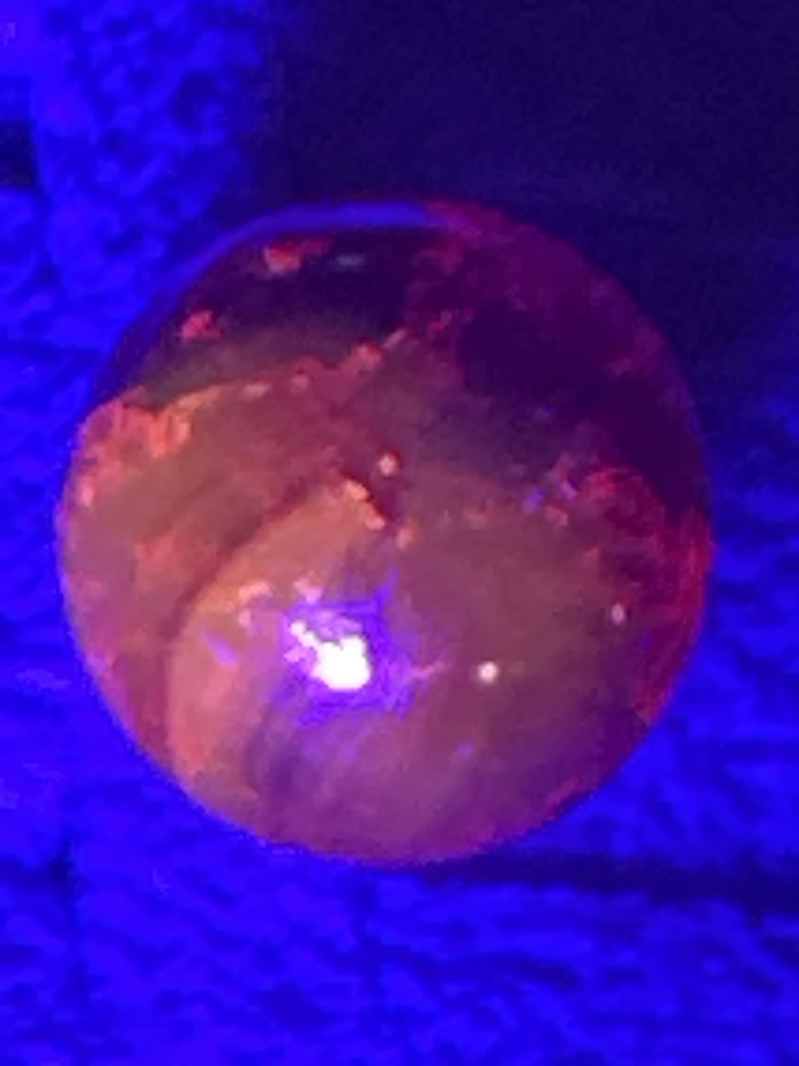 Amber/Orange UV-Reactive Slag by Akro Agate, identification view