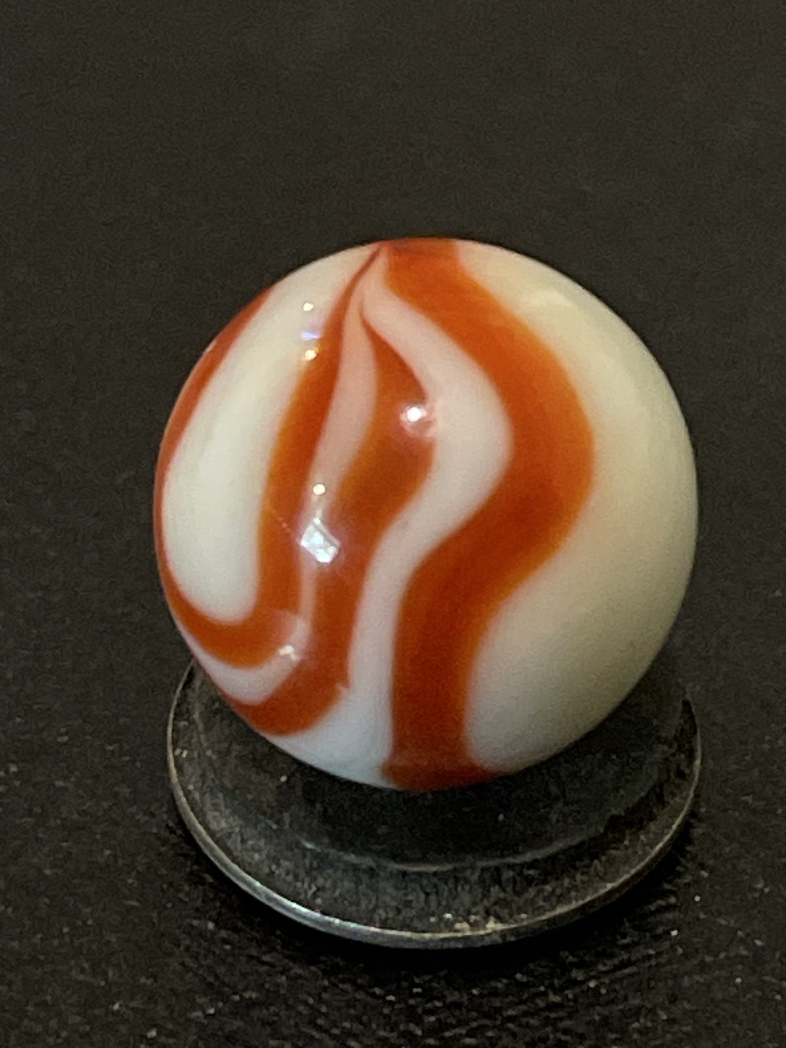 Orange & White Corkscrew by Akro Agate Company