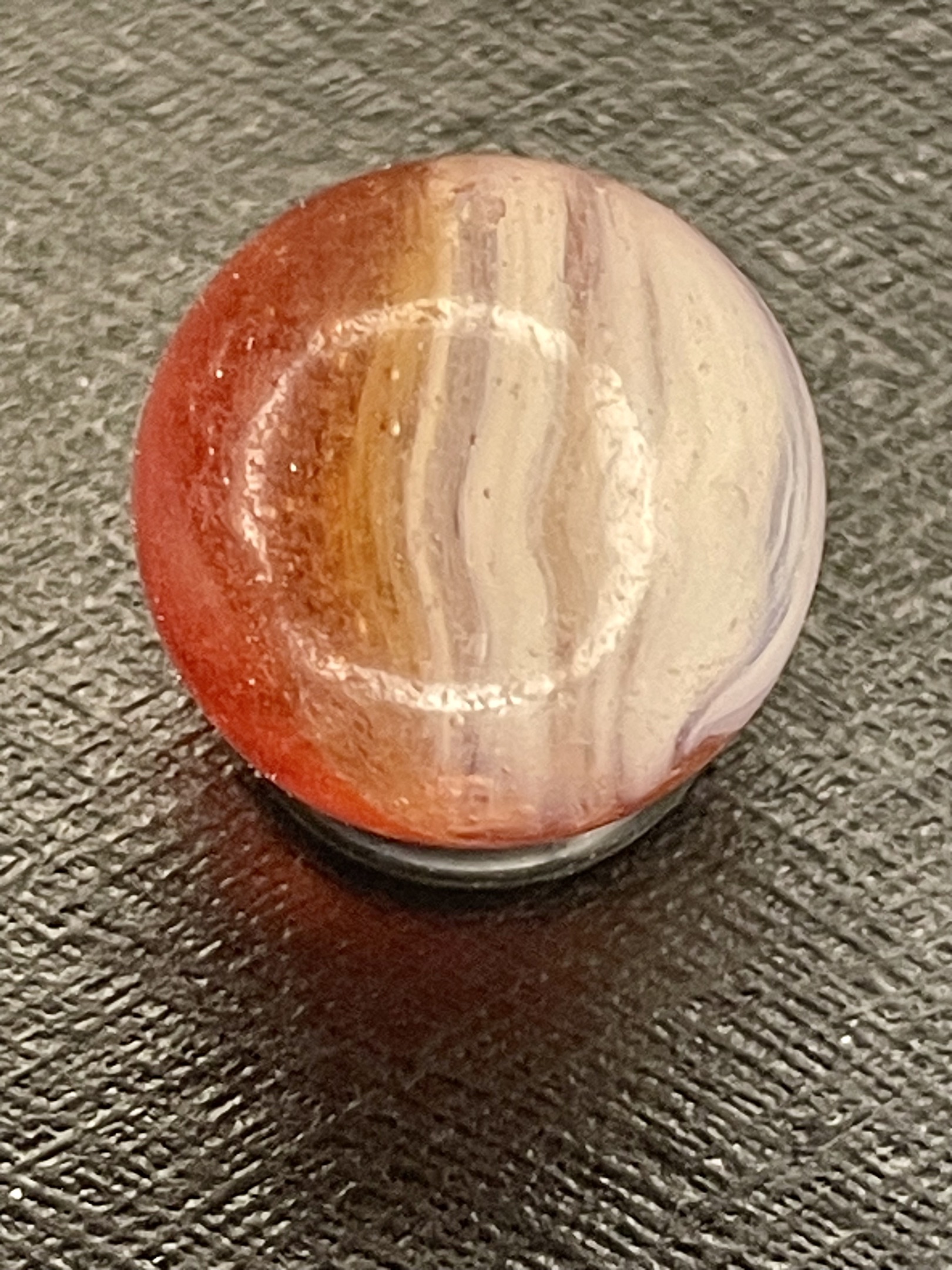 Orange and White Patch by Akro Agate Company, identification view