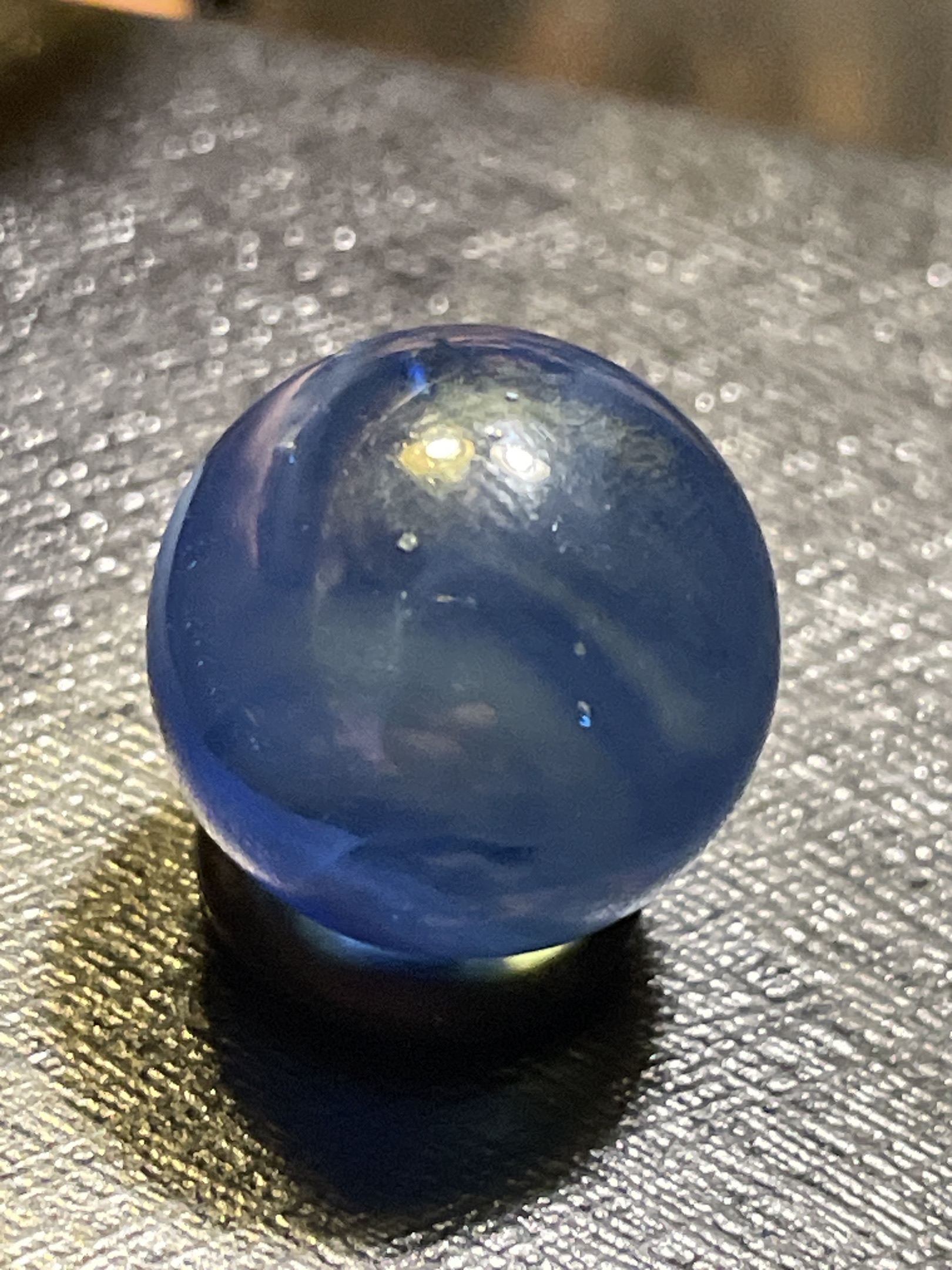 Blue and White Swirl by Akro Agate Company, identification view