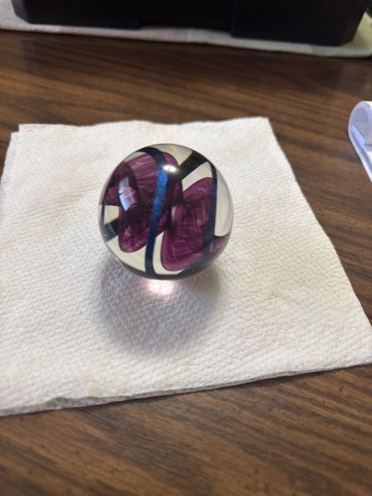 Purple Core with Cobalt Striped Ribbon Swirl by Contemporary Studio Art Glass (Independent Artist / Studio), identification view