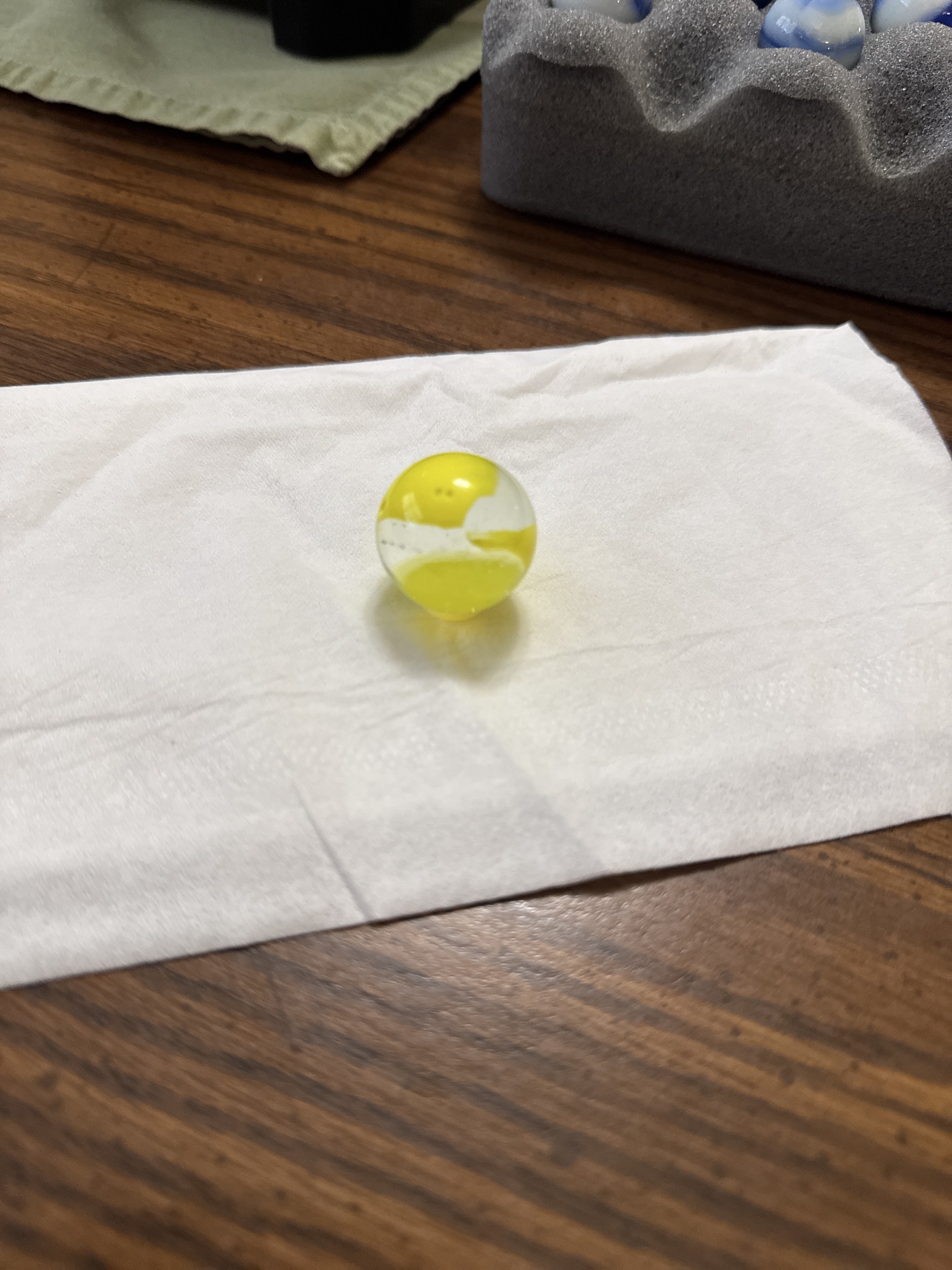 Yellow Jacket - Yellow Ribbon Cat's Eye Shooter by Vitro Agate, identification view