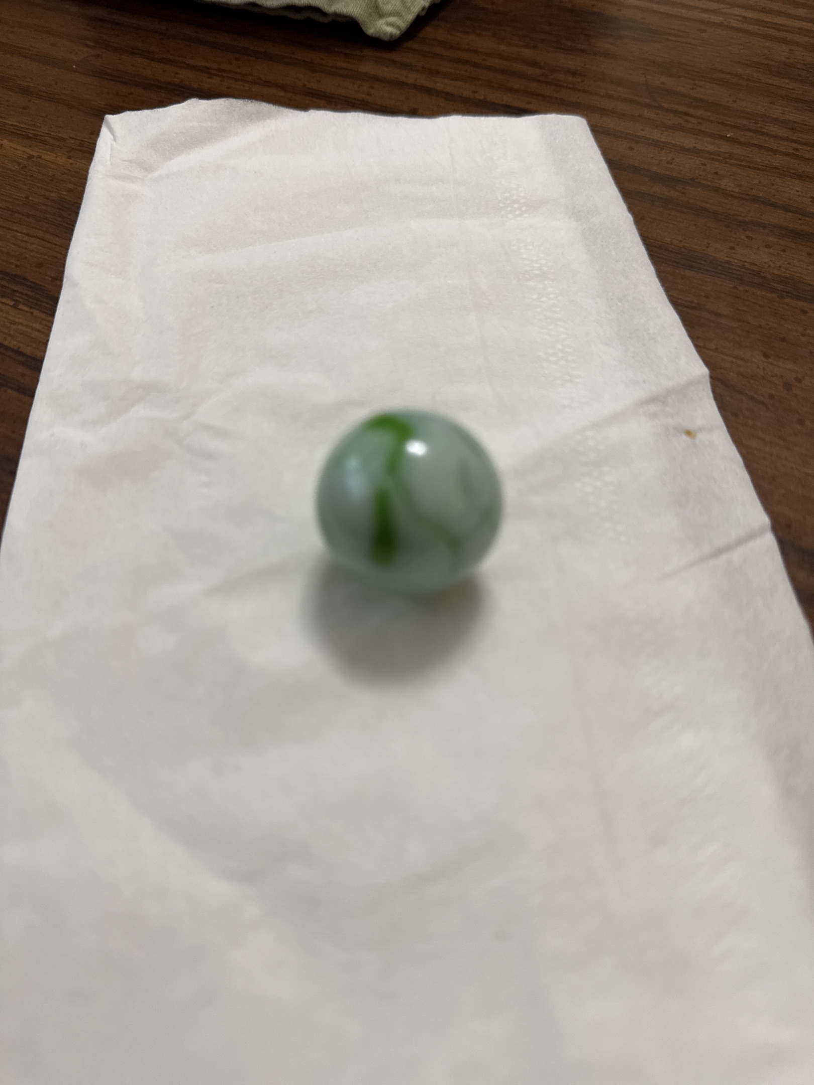 Green and White Swirl Shooter by Alley Agate, identification view