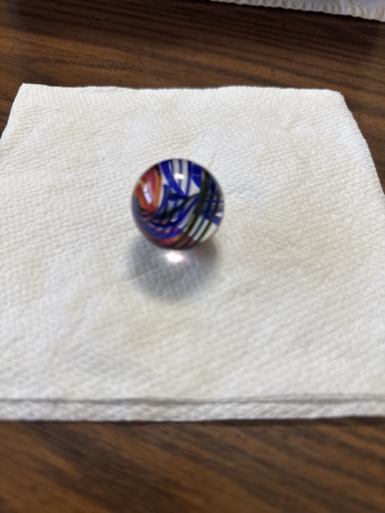 Blue Cobalt Tornado Latticino by Contemporary Studio Artisan / House of Marbles, identification view