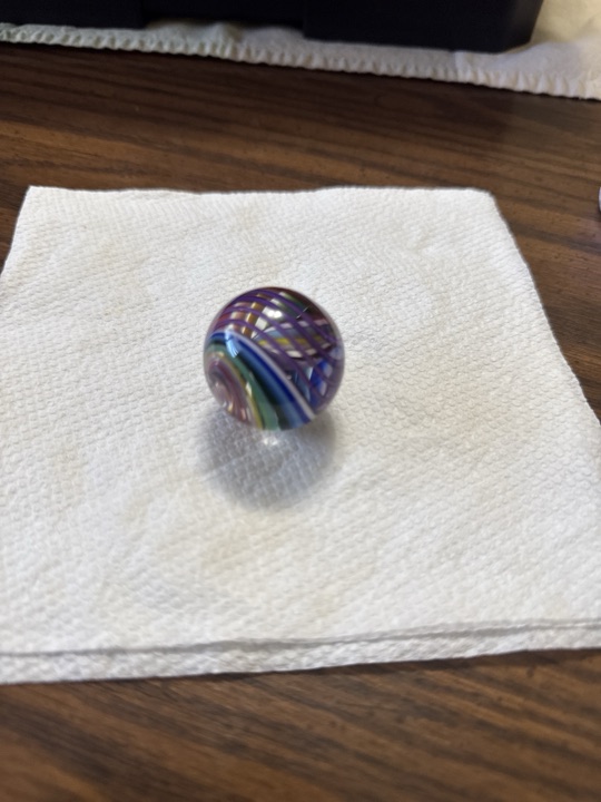 Rainbow Latticino Shooter by Contemporary Studio Artisan (Unknown American Artisan), identification view
