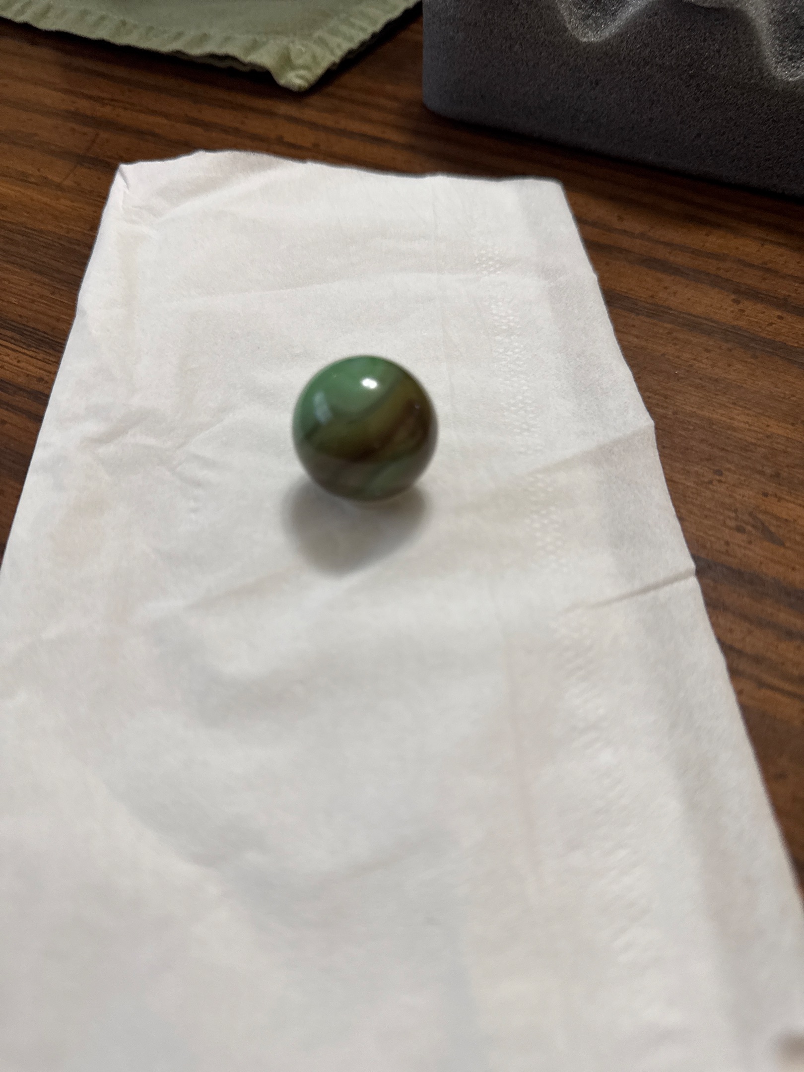 Green and Brown Swirl Shooter by Alley Agate, identification view