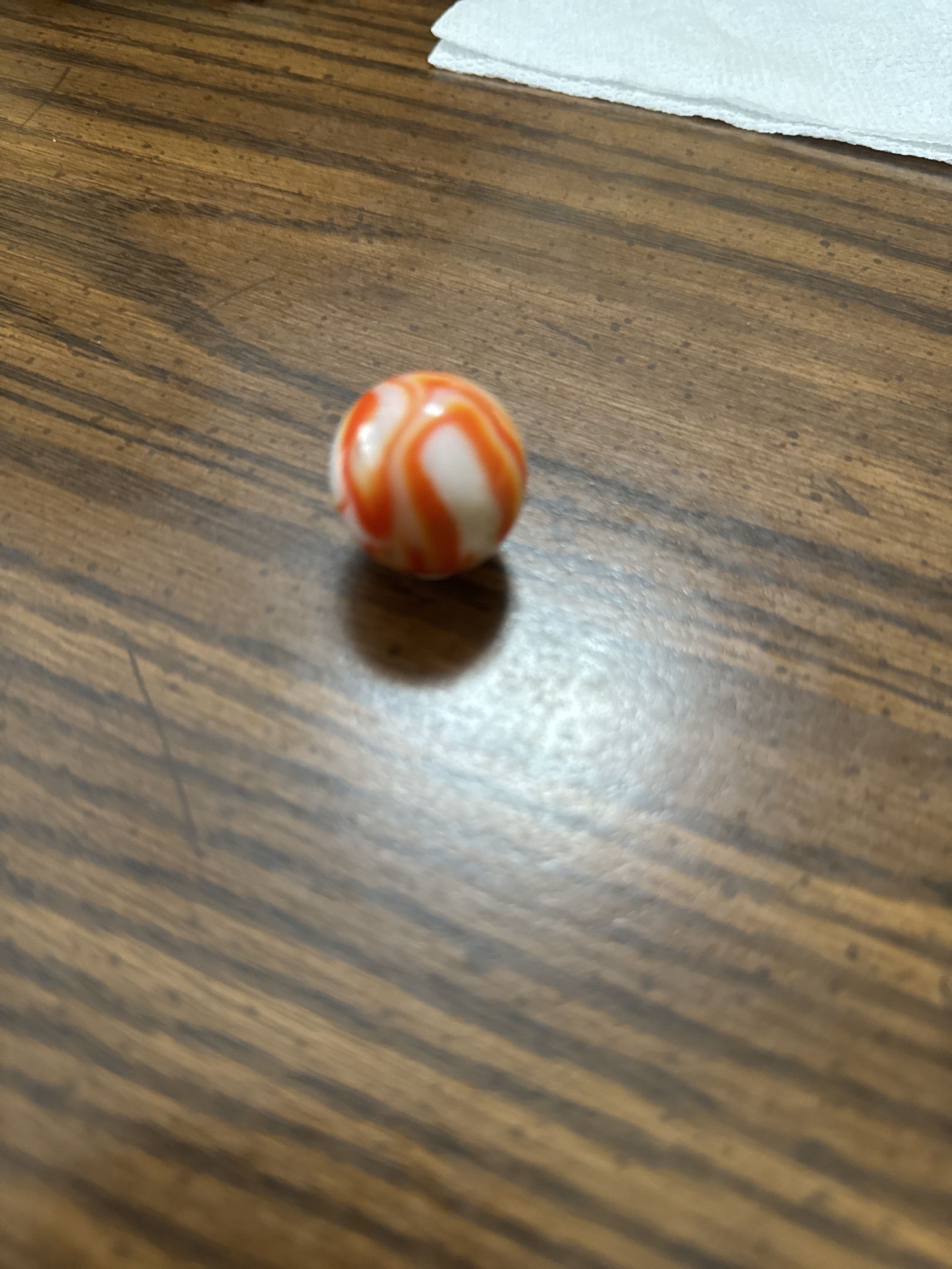 Orange and White Swirl Shooter by Alley Agate Company, identification view