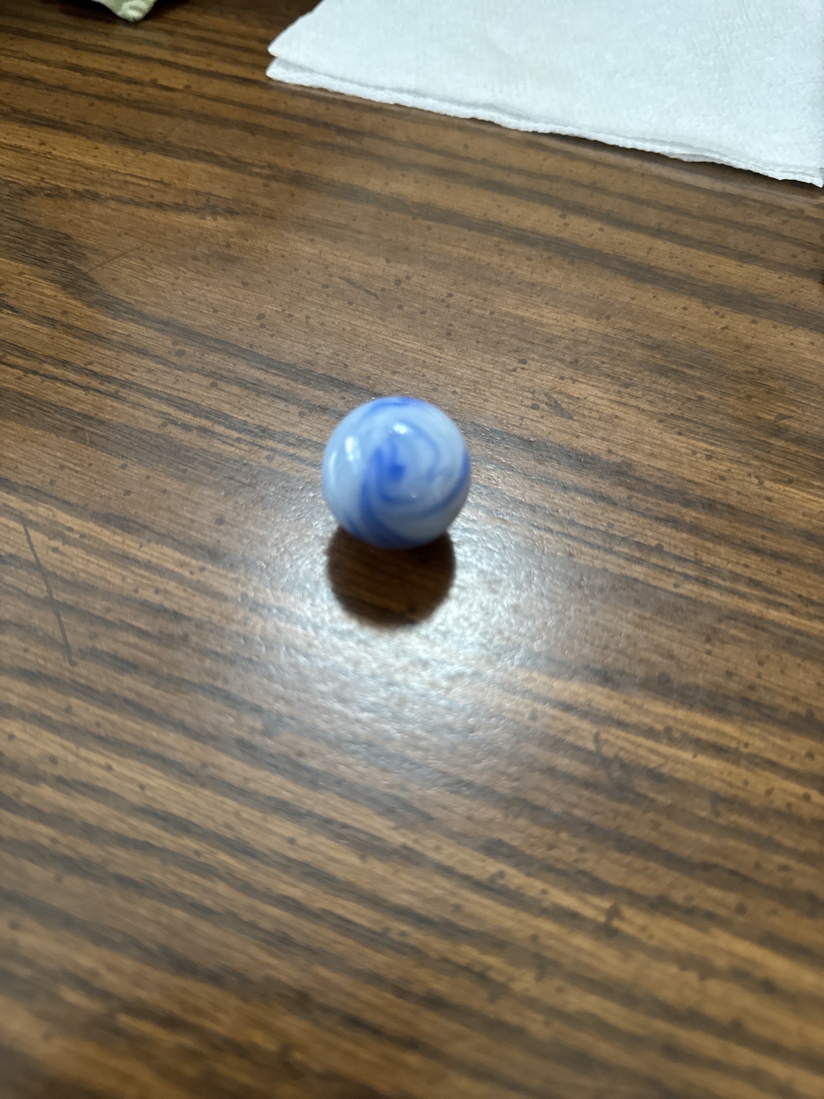 Blue and White Swirl Shooter by Alley Agate, identification view