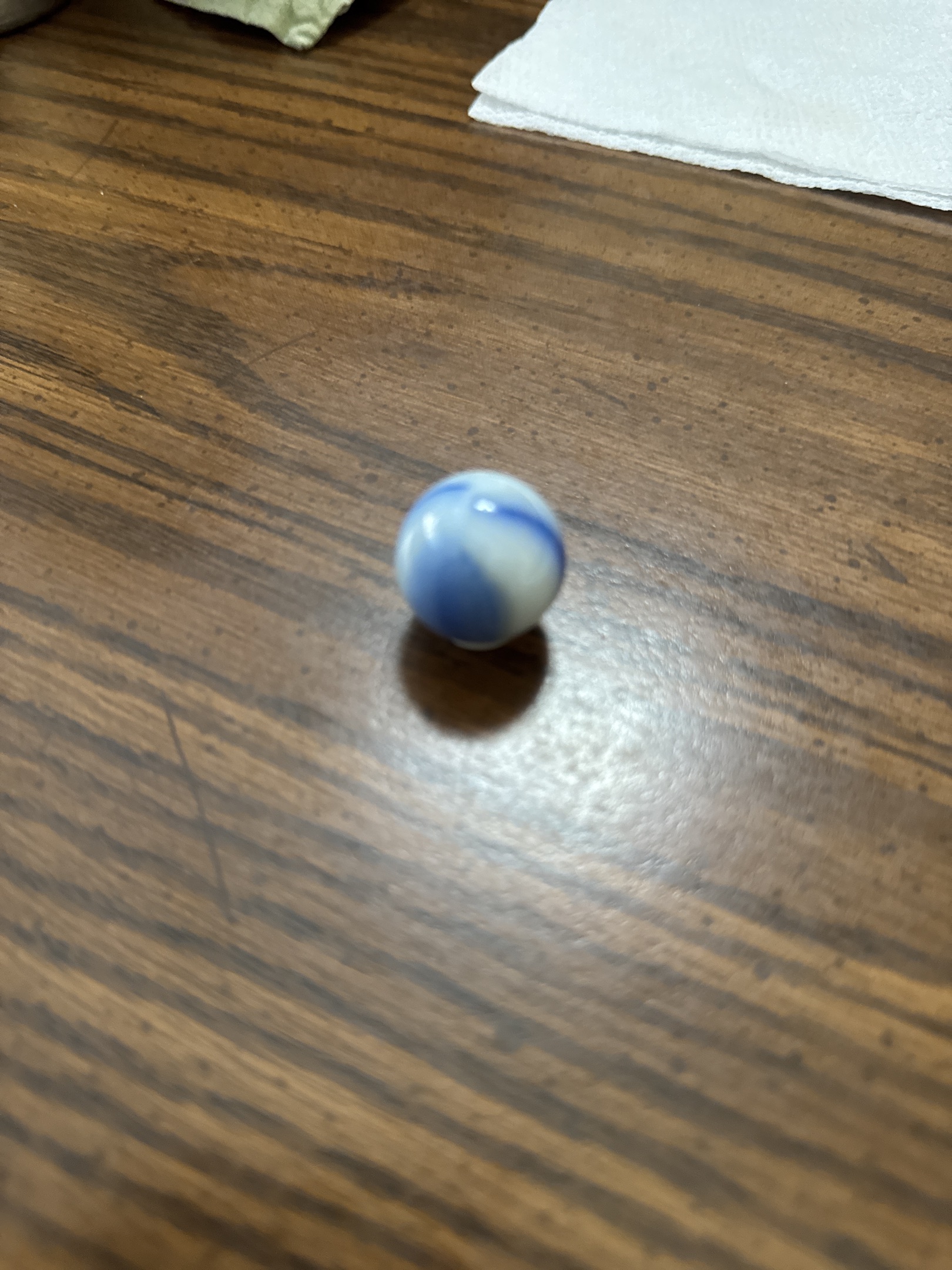 Blue and White Swirl (Shooter) by Alley Agate, identification view