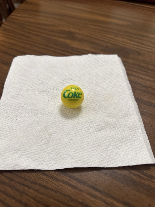 Enjoy Coke Yellow Shooter by Marble King, identification view