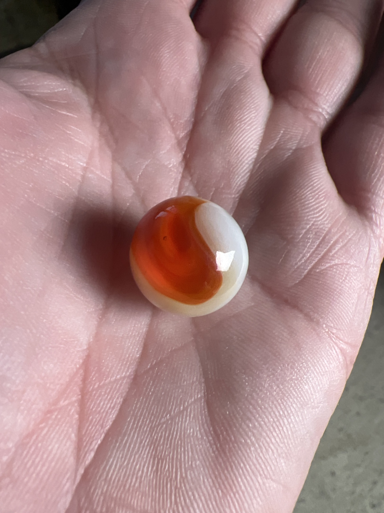 Red/Orange and White Swirl by Akro Agate Company