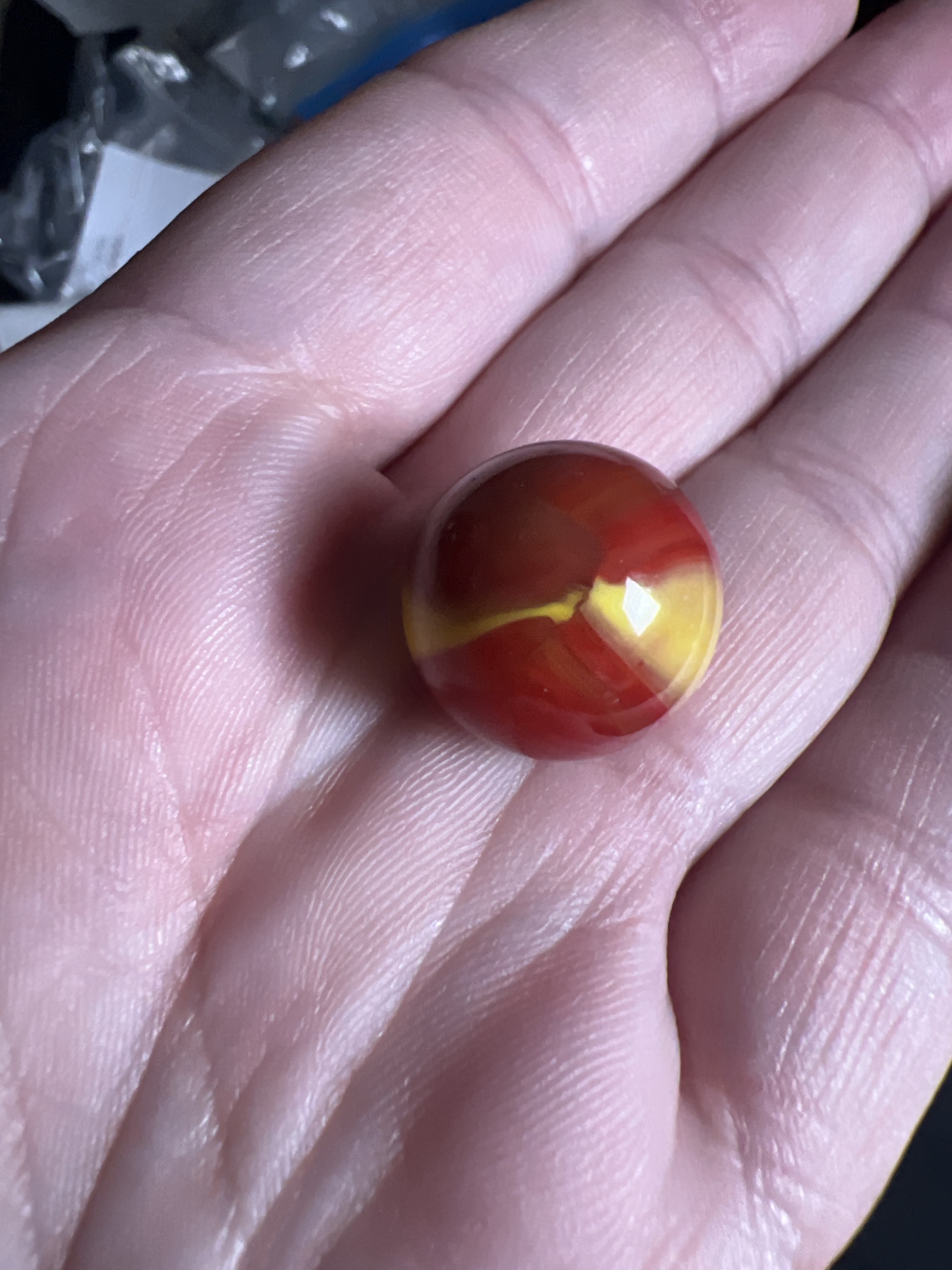 Red and Yellow Swirl by Akro Agate Company